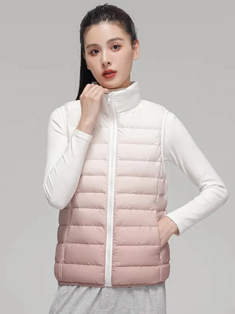 90% White Duck Down Ultra Light Sleeveless Women Waistcoat