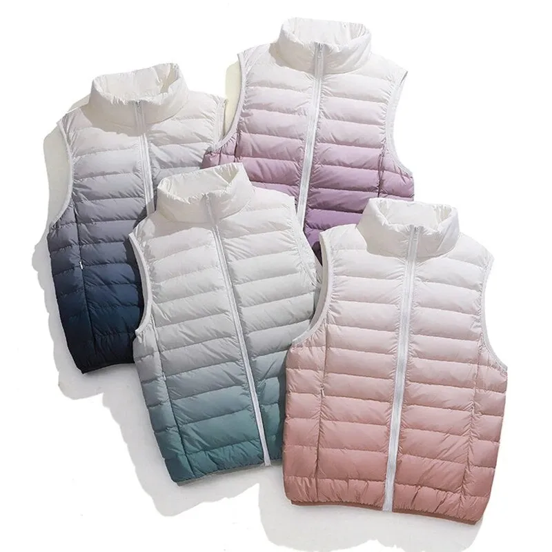 90% White Duck Down Ultra Light Sleeveless Women Waistcoat