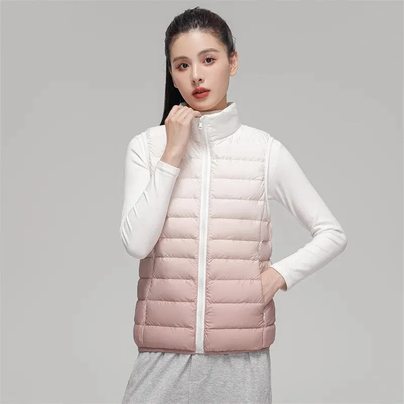 90% White Duck Down Ultra Light Sleeveless Women Waistcoat