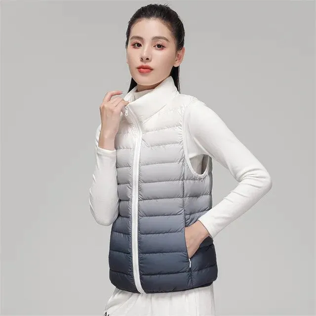 90% White Duck Down Ultra Light Sleeveless Women Waistcoat