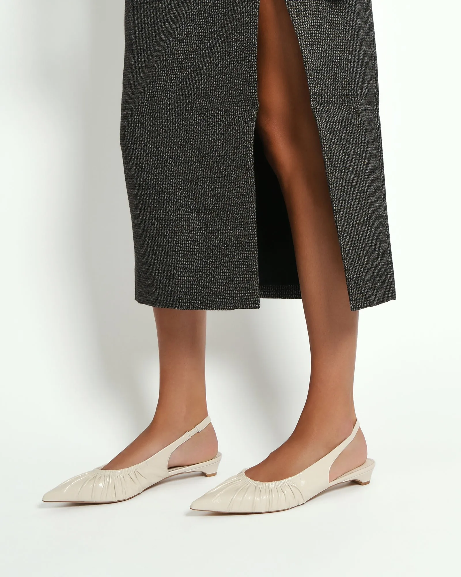 ADALINE DRESS FLATS OFF WHITE LEATHER