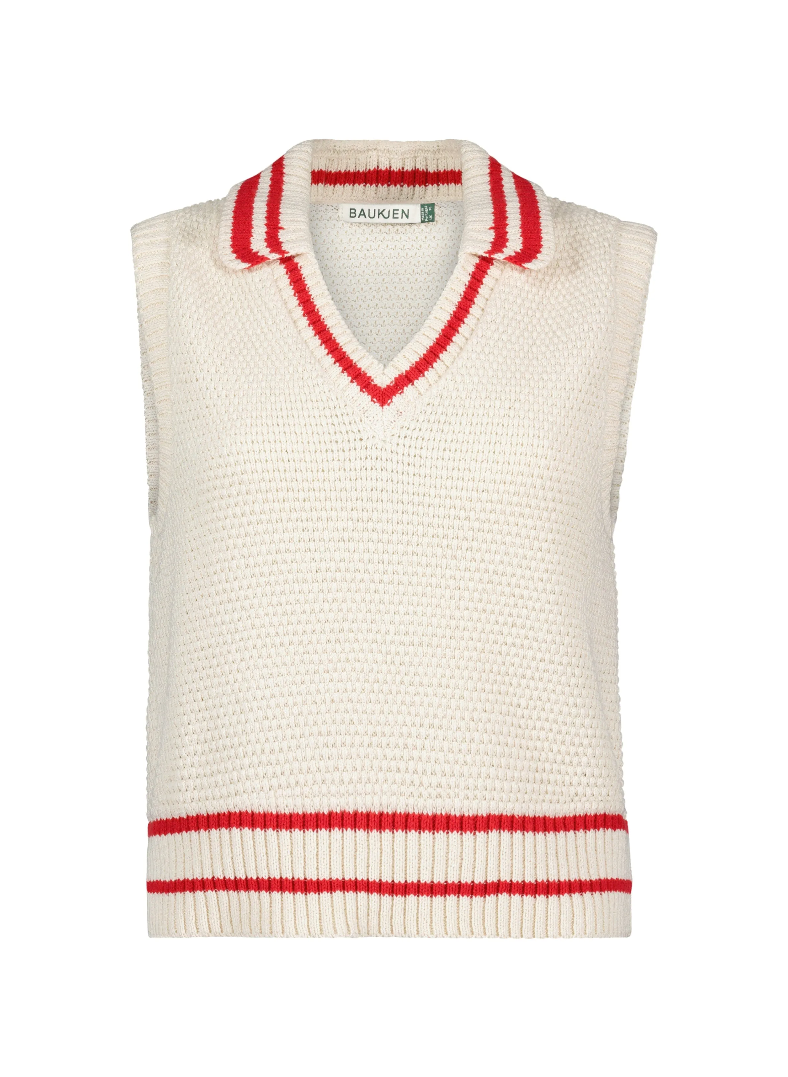 Agnes ECOTEC® Cotton Knitted Vest | Cream & Crimson