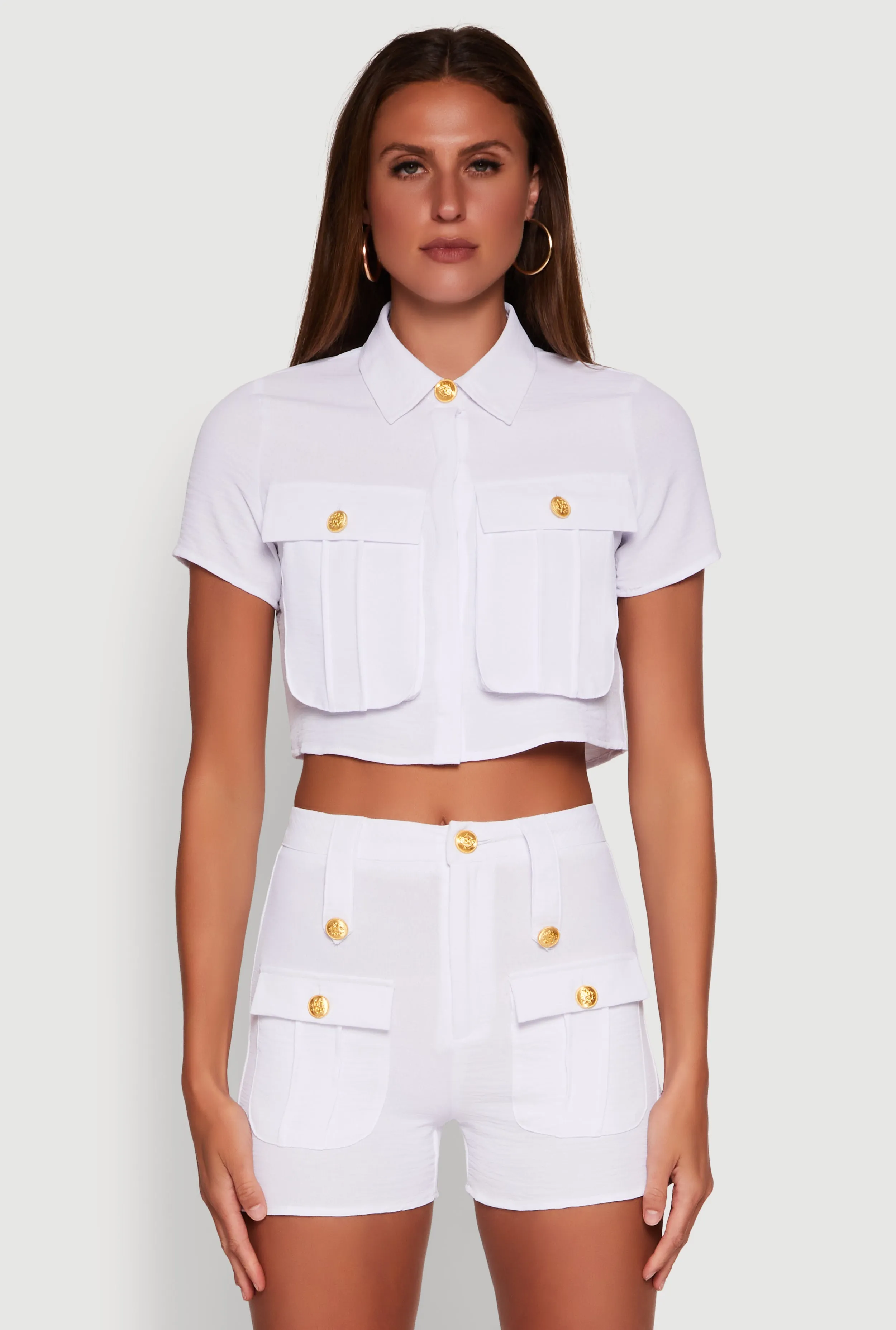 Airy Cargo Pocket Button Front Shirt