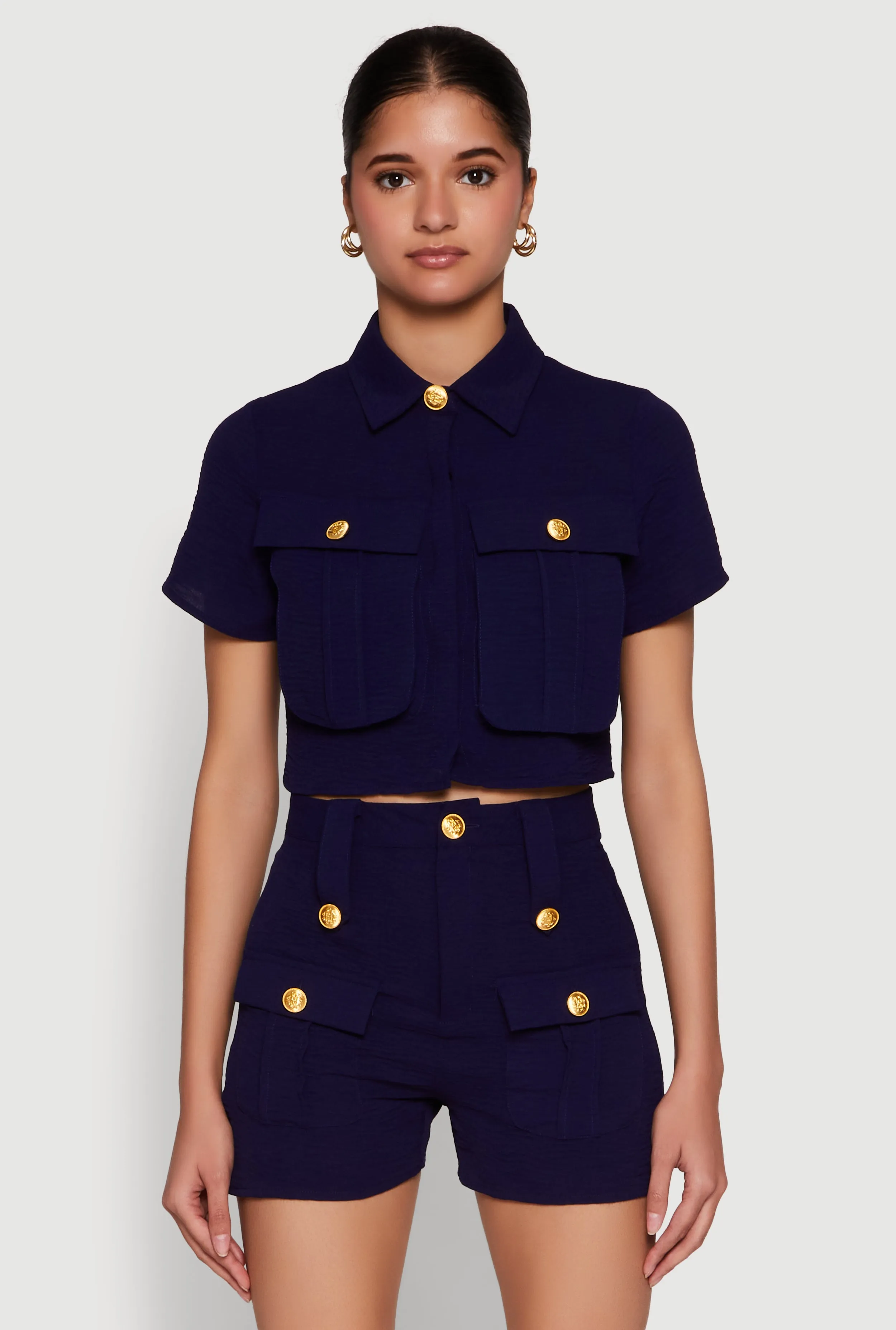 Airy Cargo Pocket Button Front Shirt