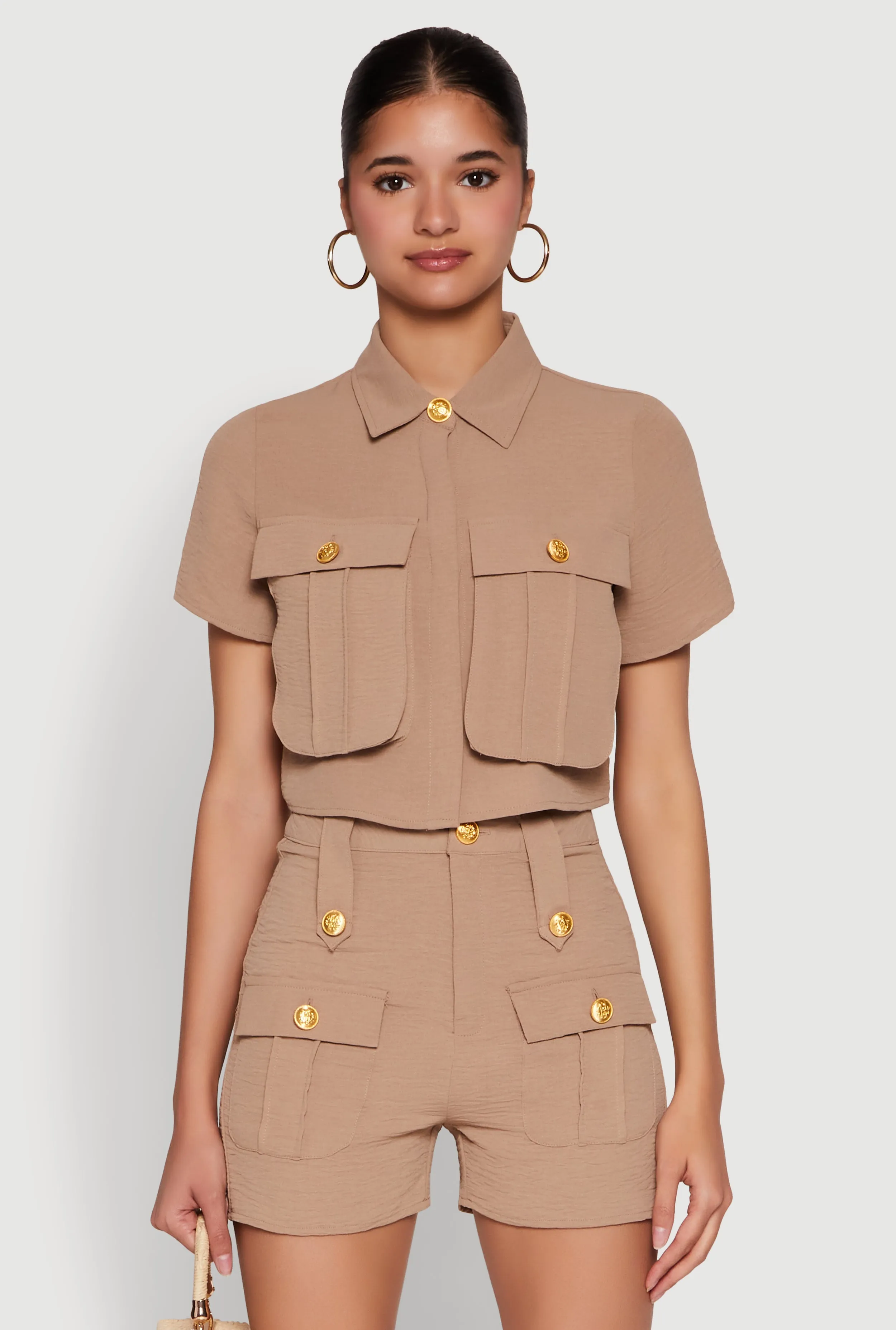 Airy Cargo Pocket Button Front Shirt