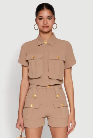 Airy Cargo Pocket Button Front Shirt