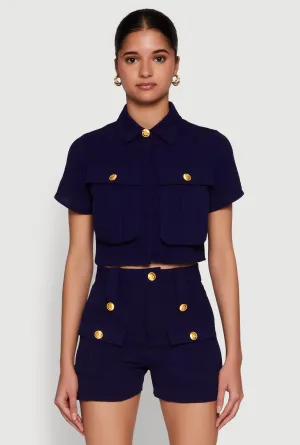 Airy Cargo Pocket Button Front Shirt