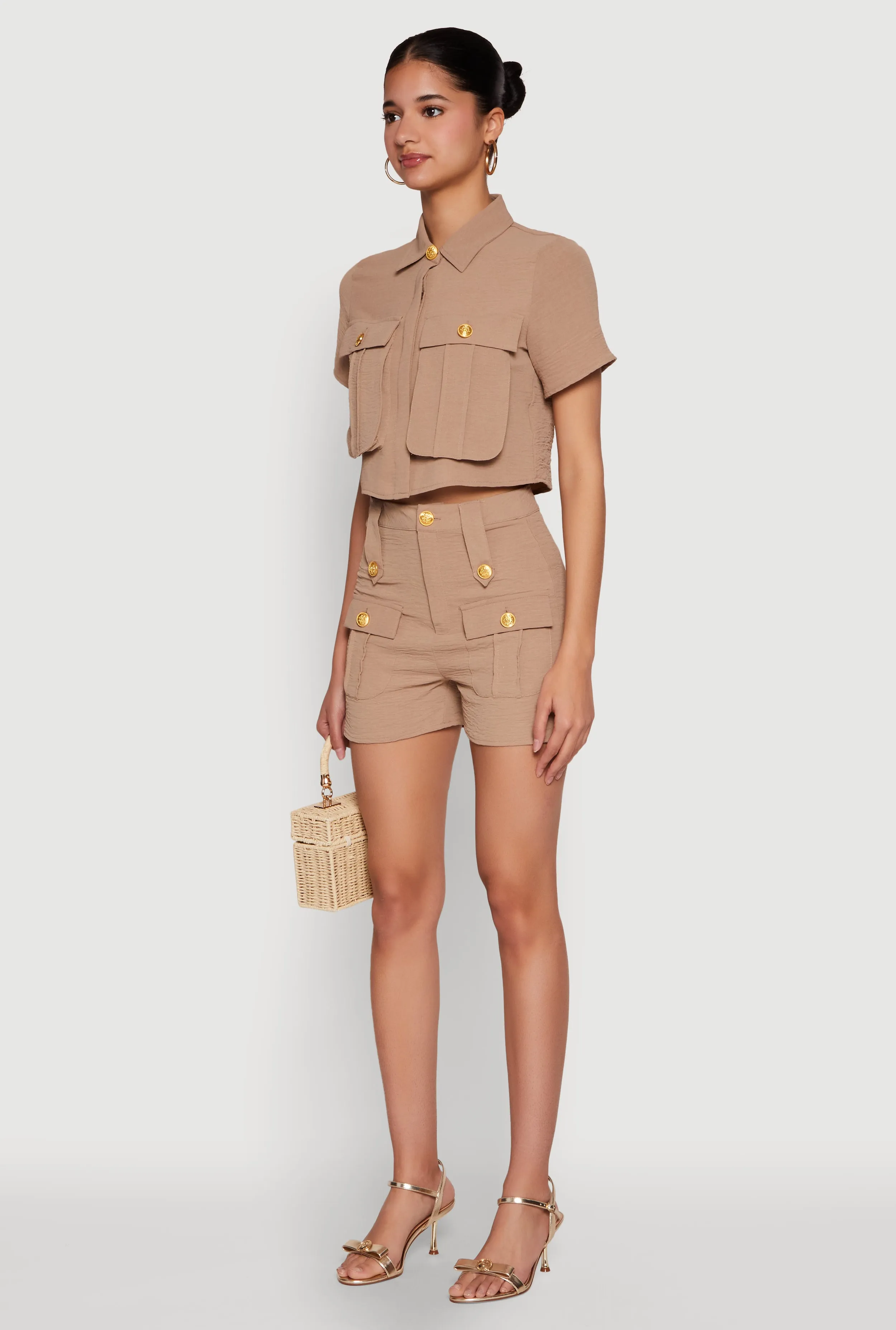 Airy Cargo Pocket Button Front Shirt