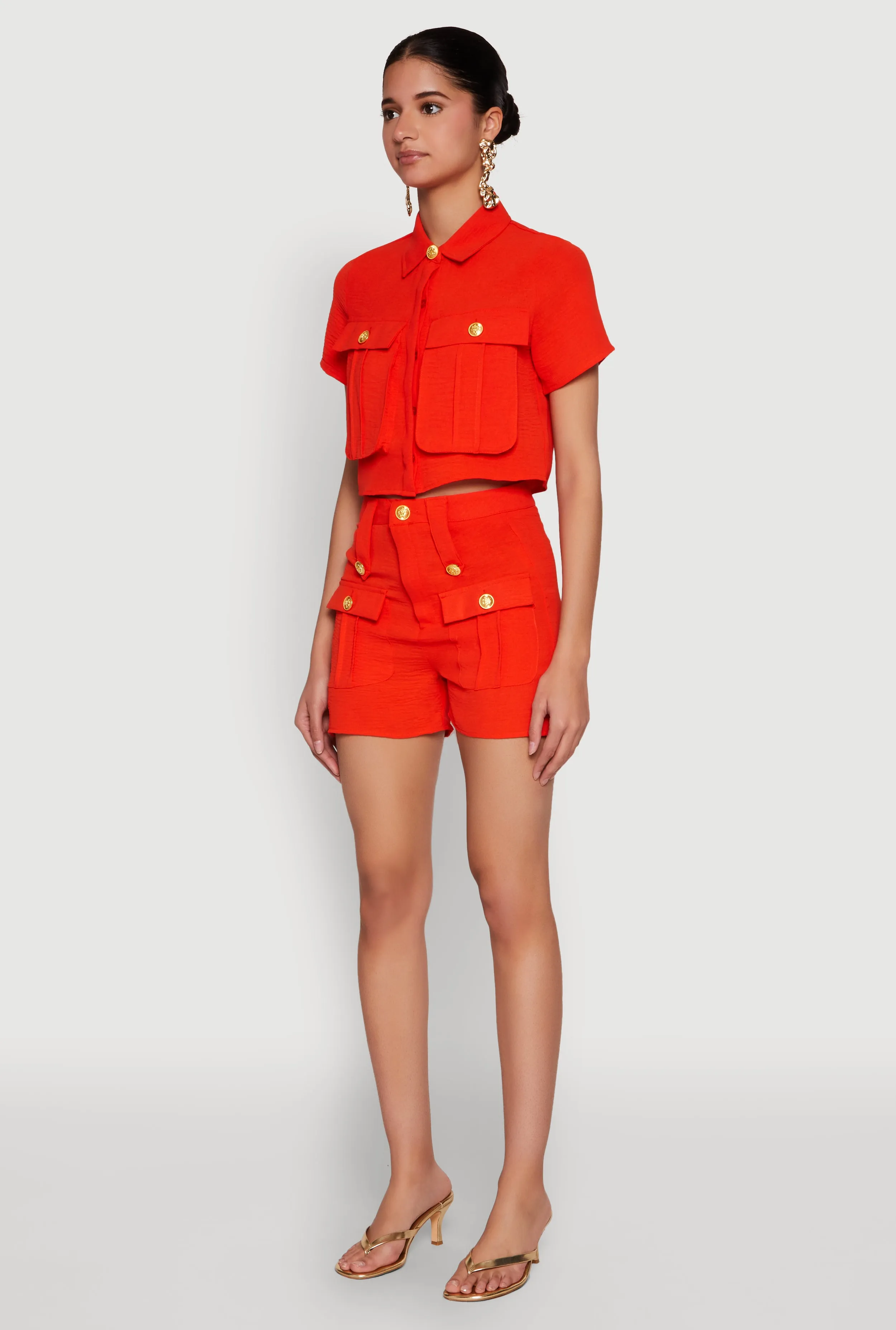 Airy Cargo Pocket Button Front Shirt