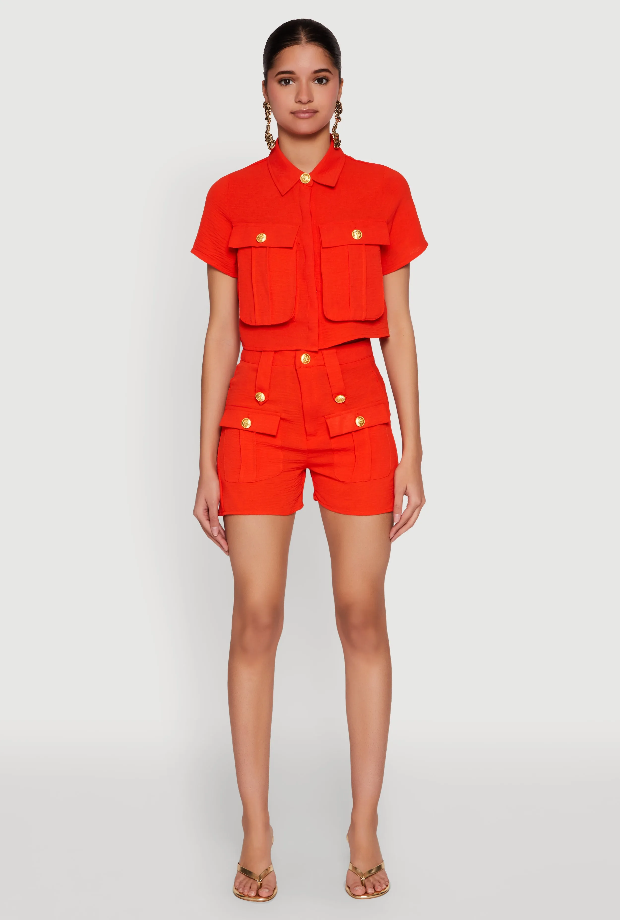 Airy Cargo Pocket Button Front Shirt