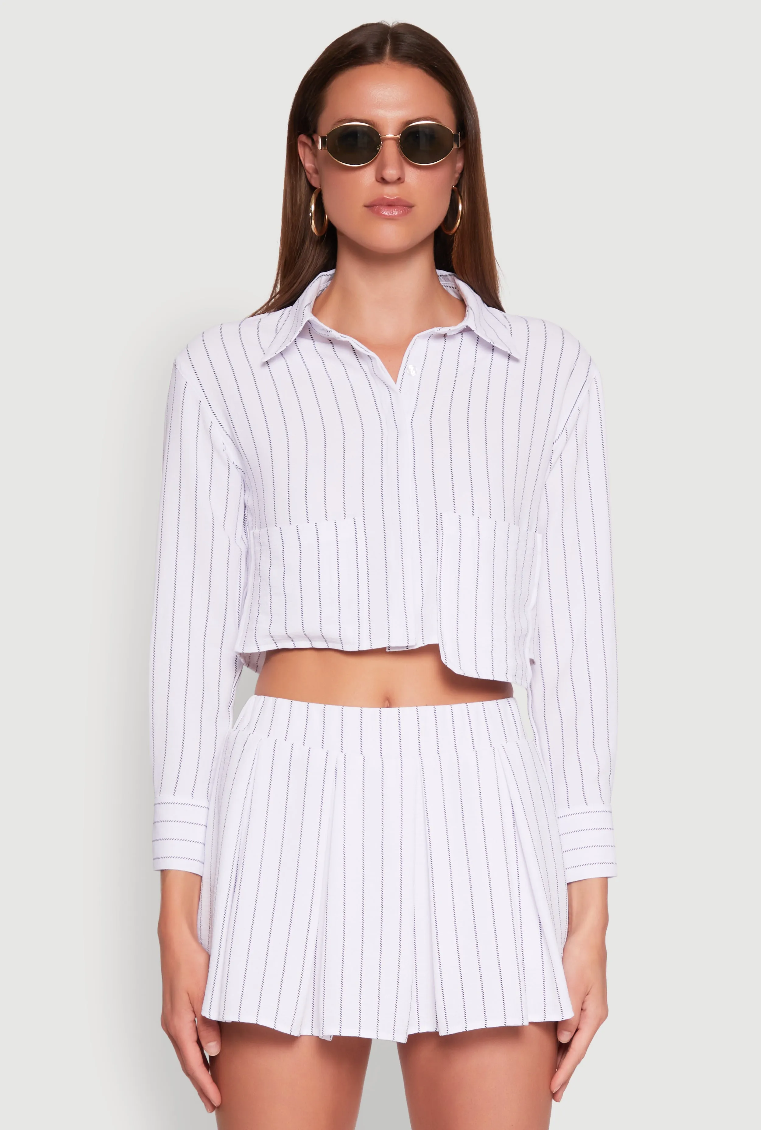 Airy Cropped Striped Shirt