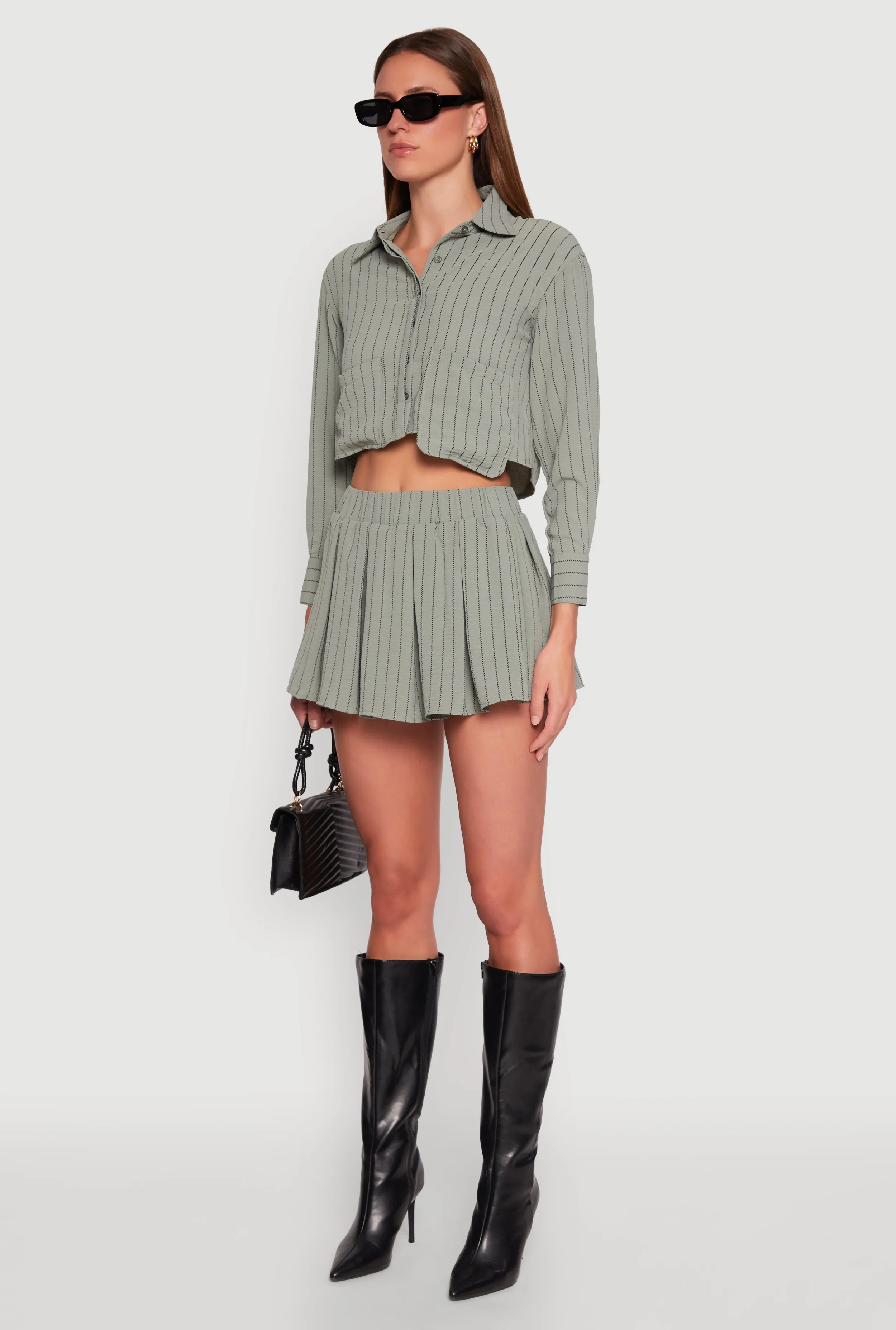 Airy Cropped Striped Shirt