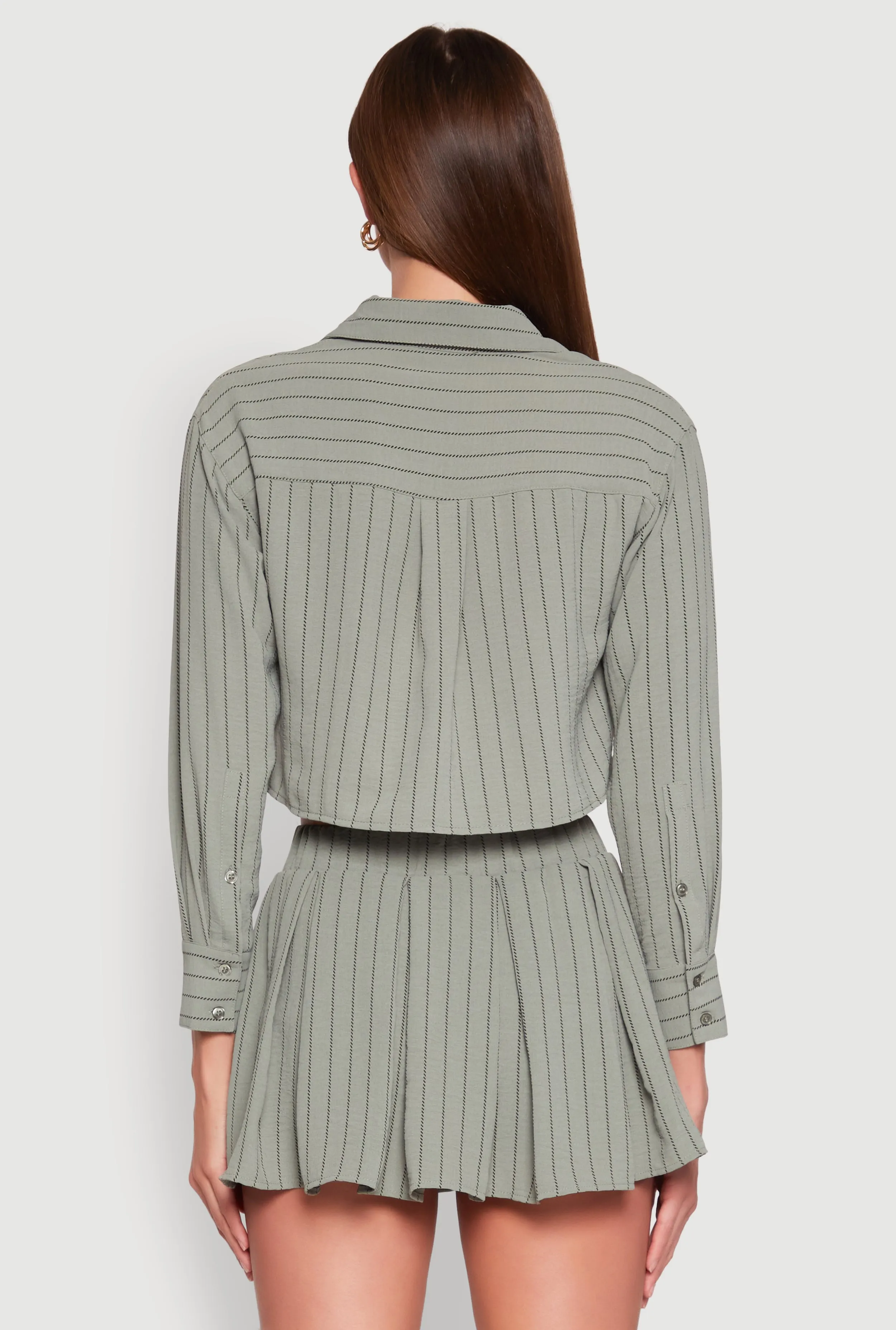 Airy Cropped Striped Shirt
