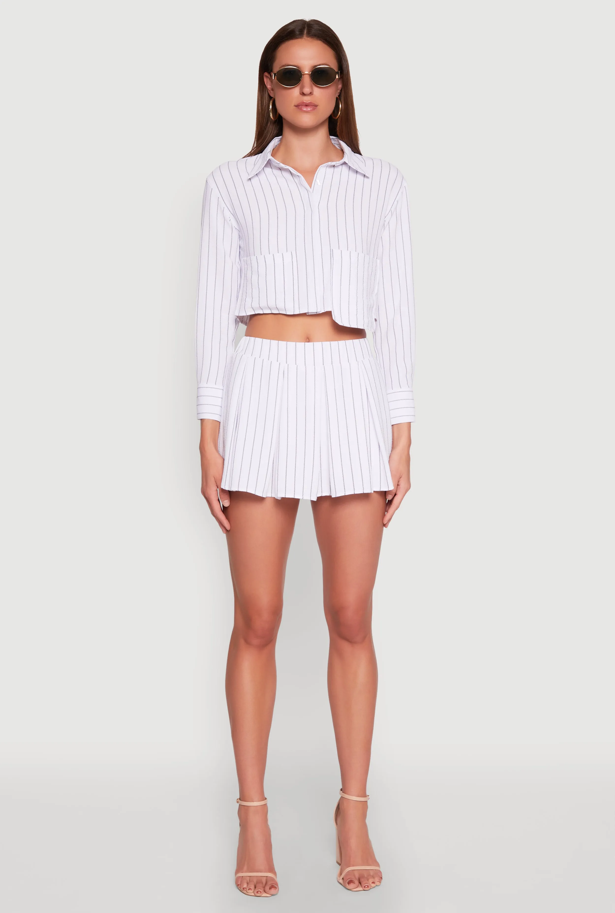 Airy Cropped Striped Shirt