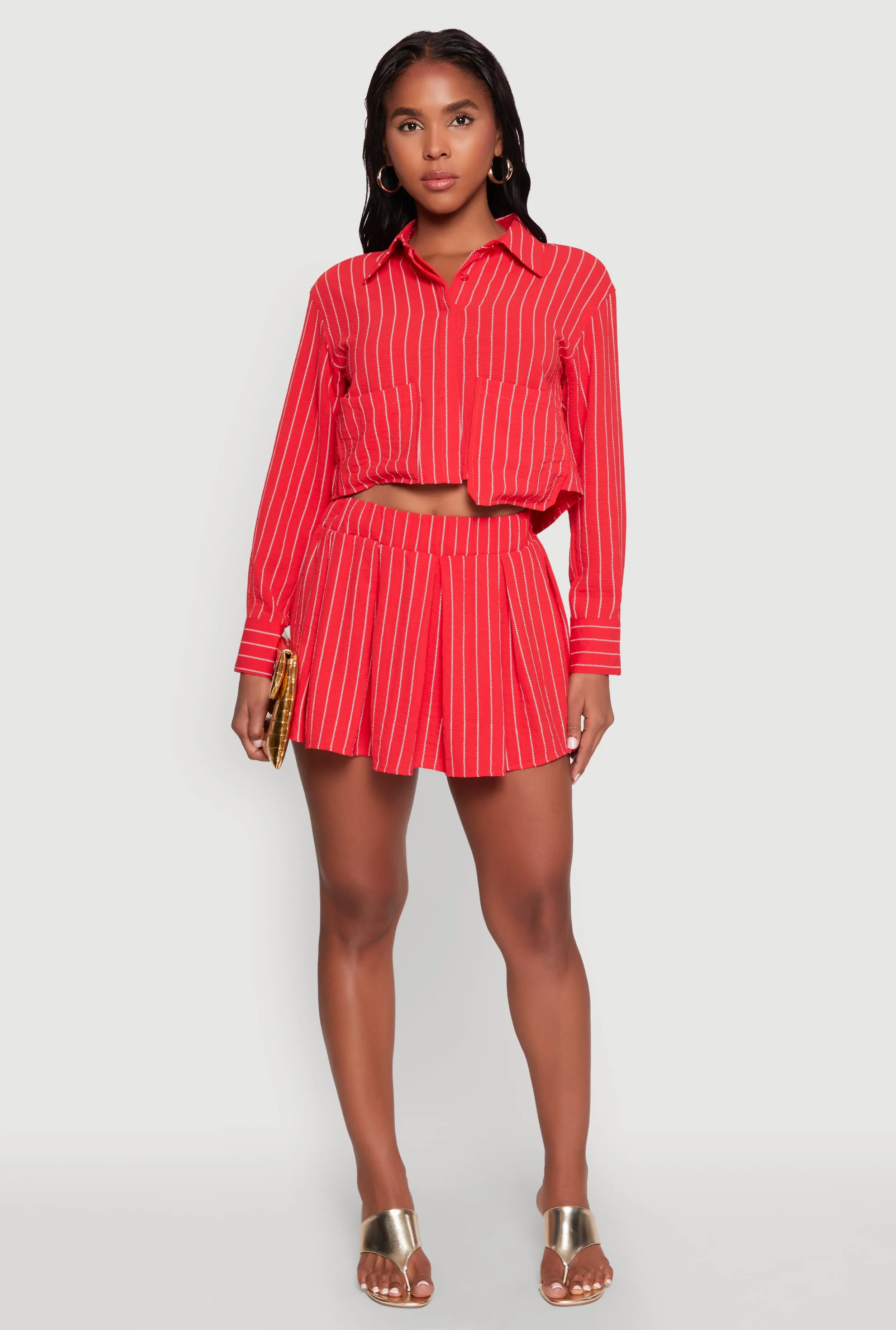 Airy Cropped Striped Shirt