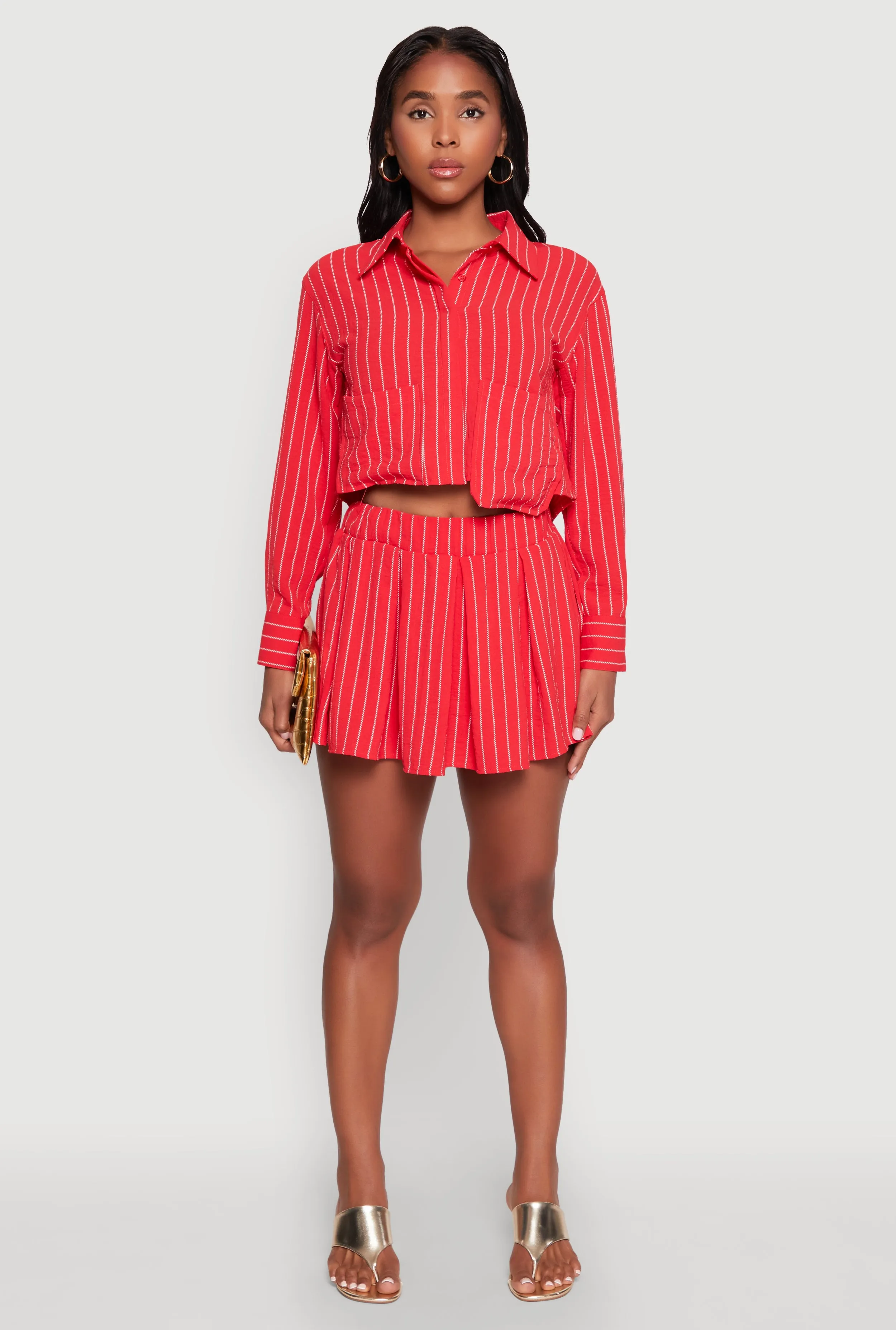 Airy Cropped Striped Shirt
