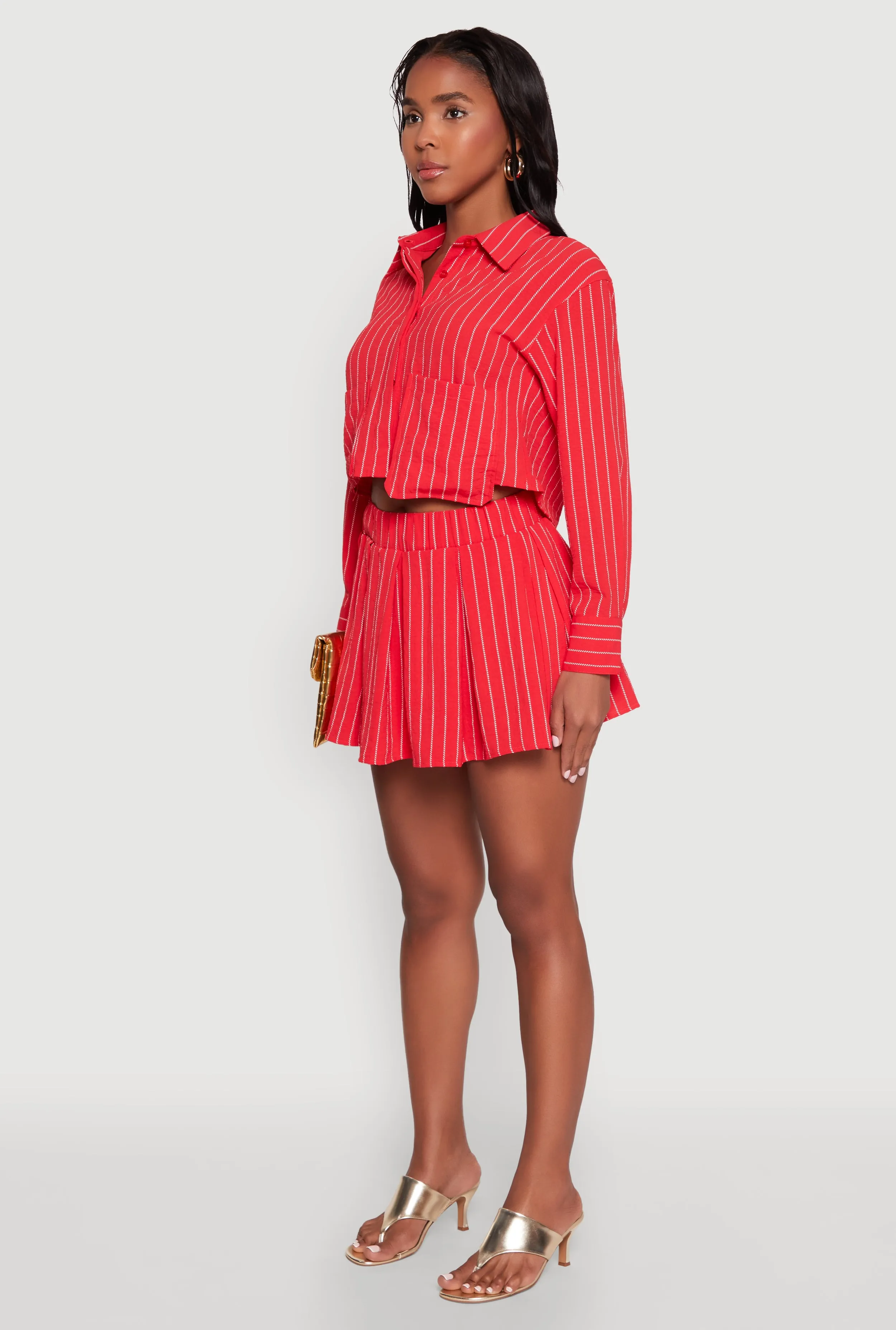 Airy Cropped Striped Shirt