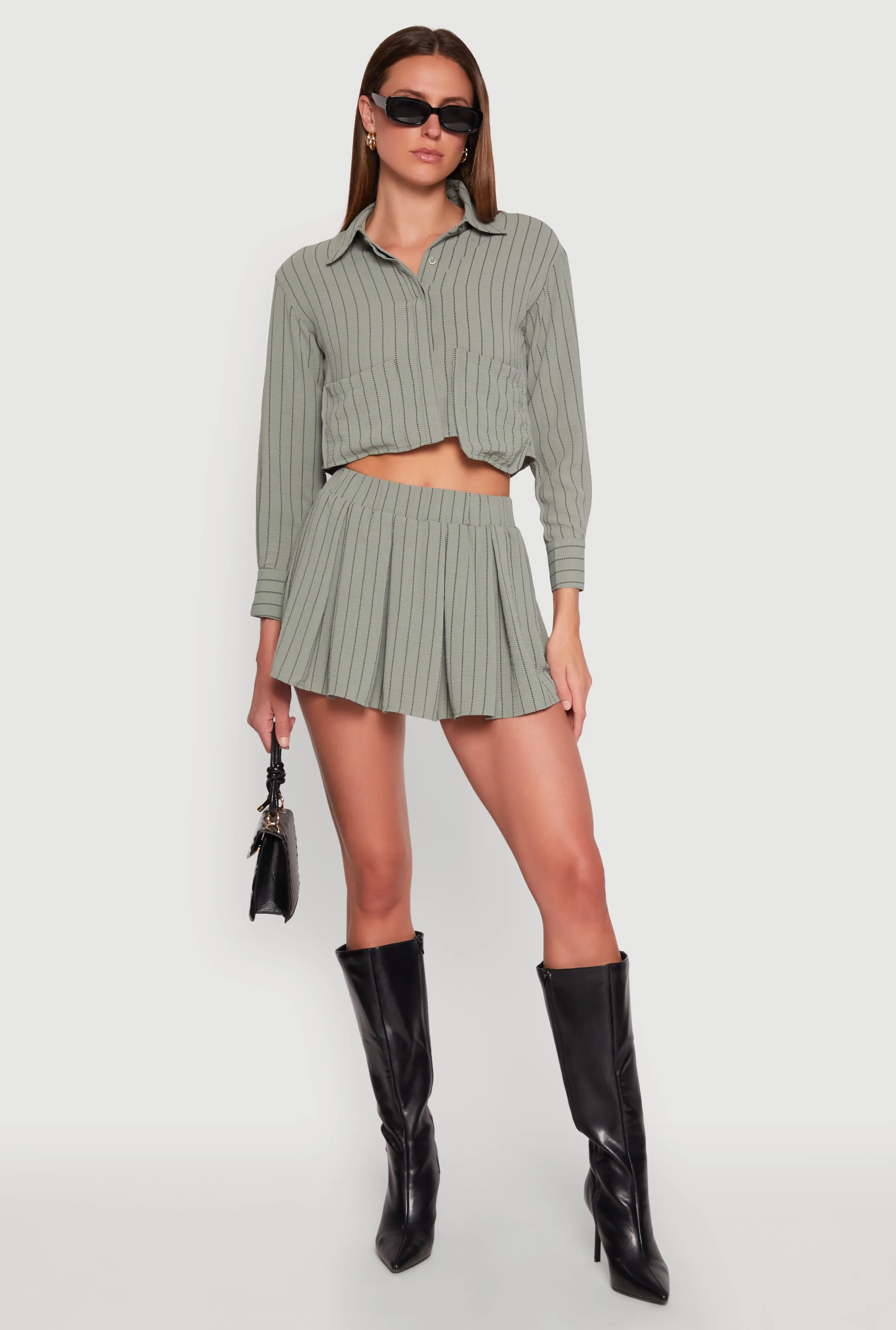 Airy Cropped Striped Shirt