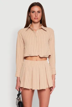 Airy Cropped Striped Shirt