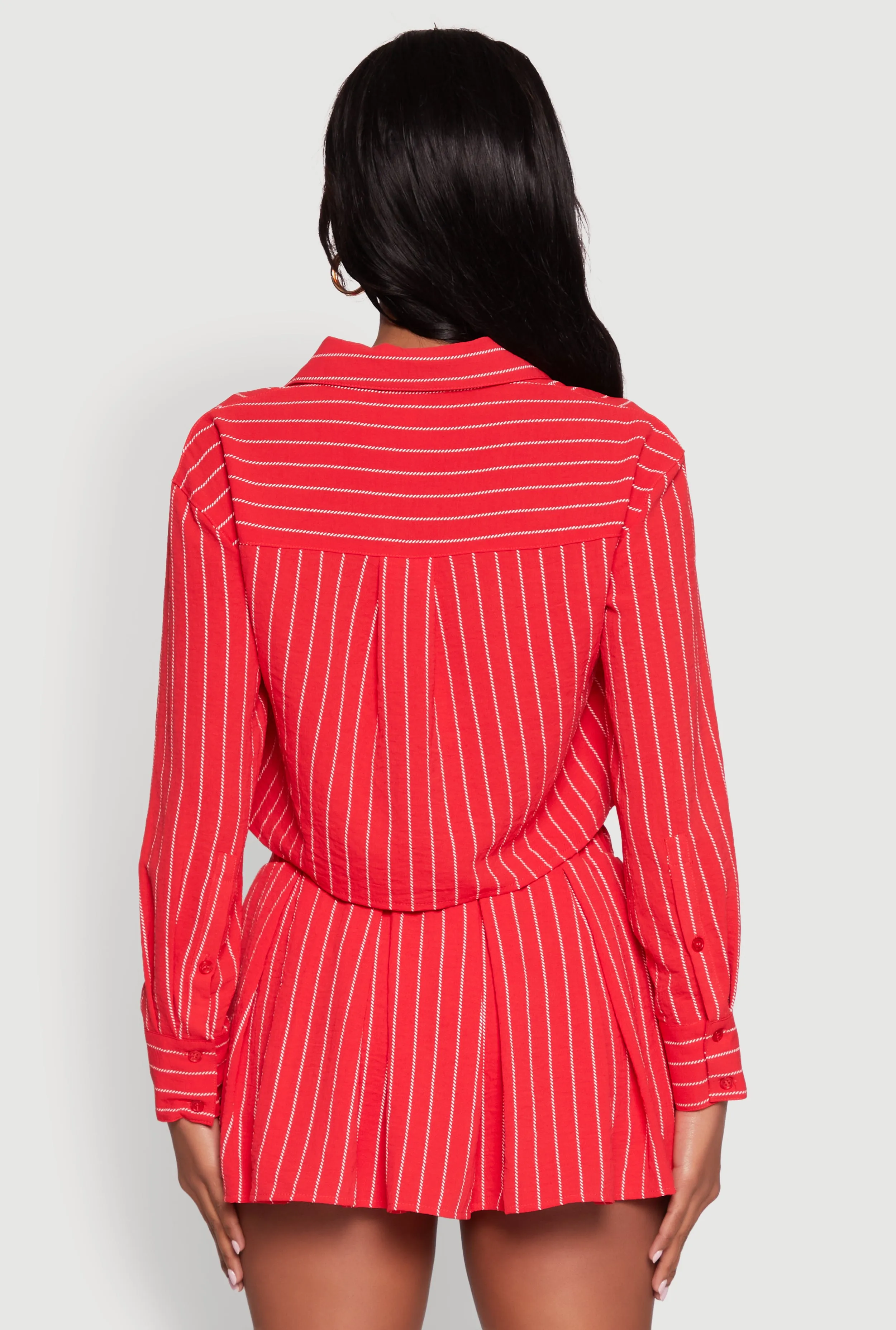 Airy Cropped Striped Shirt