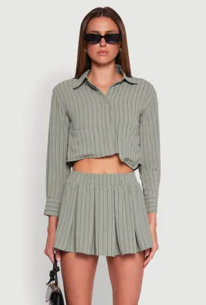 Airy Cropped Striped Shirt