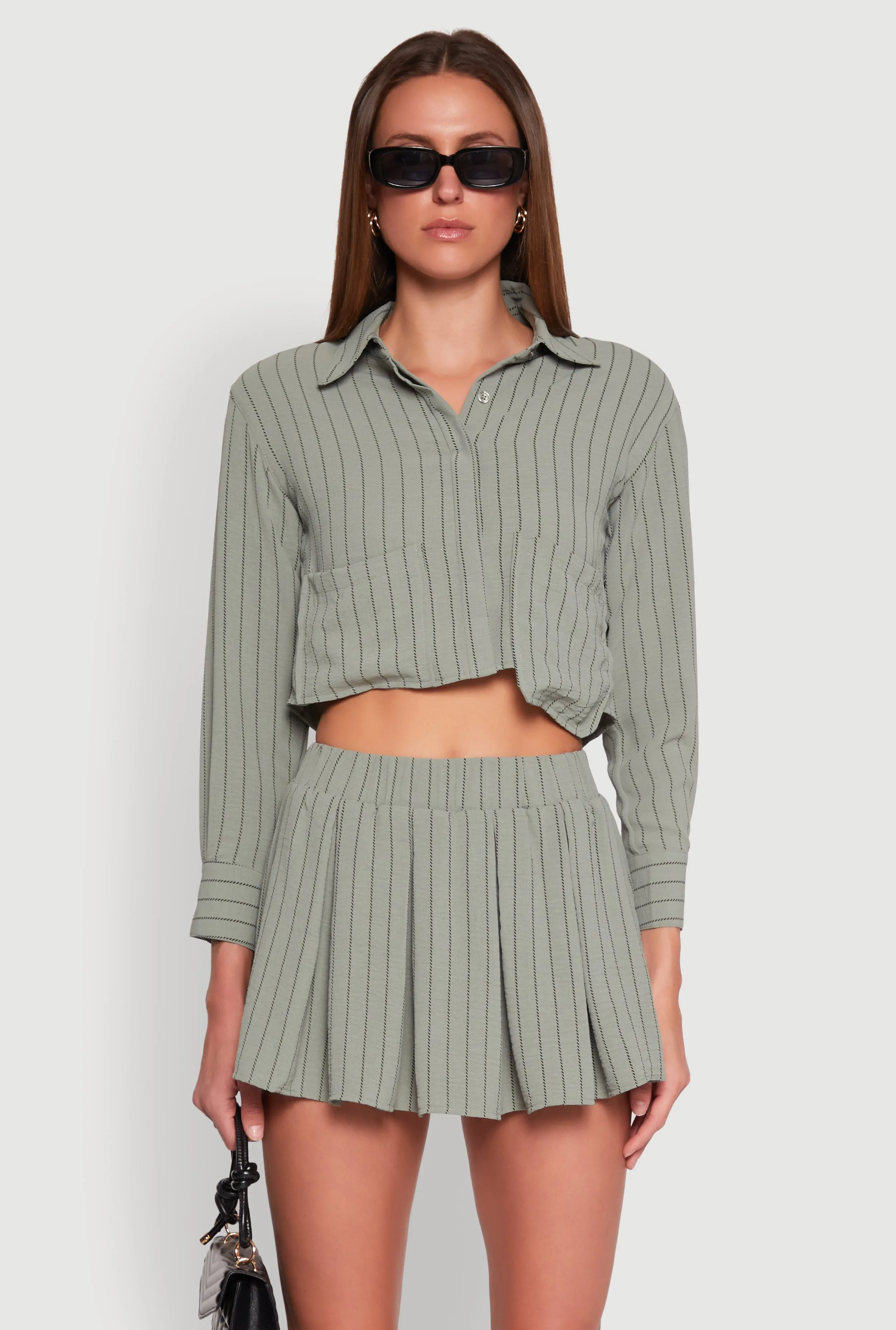 Airy Cropped Striped Shirt