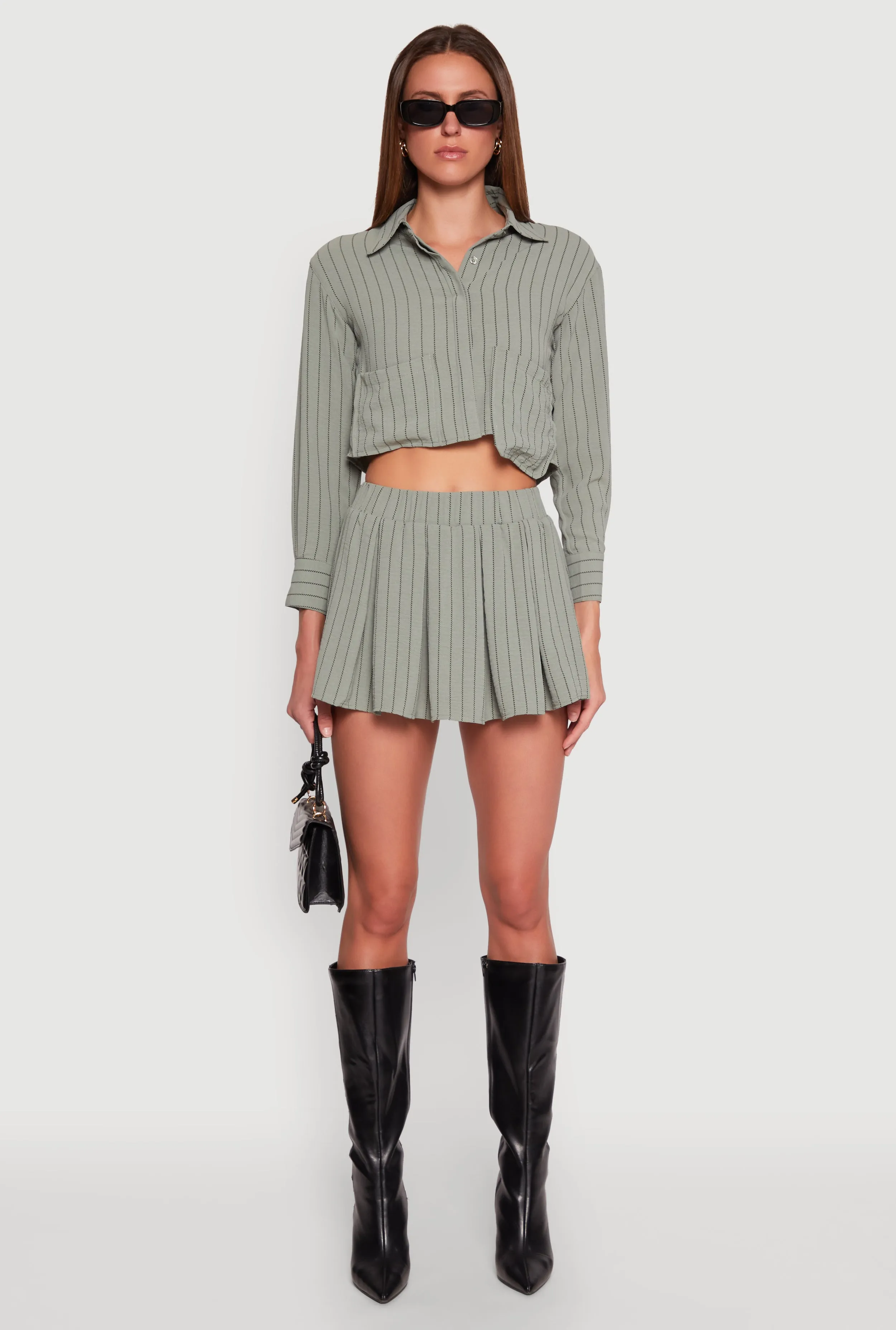 Airy Cropped Striped Shirt