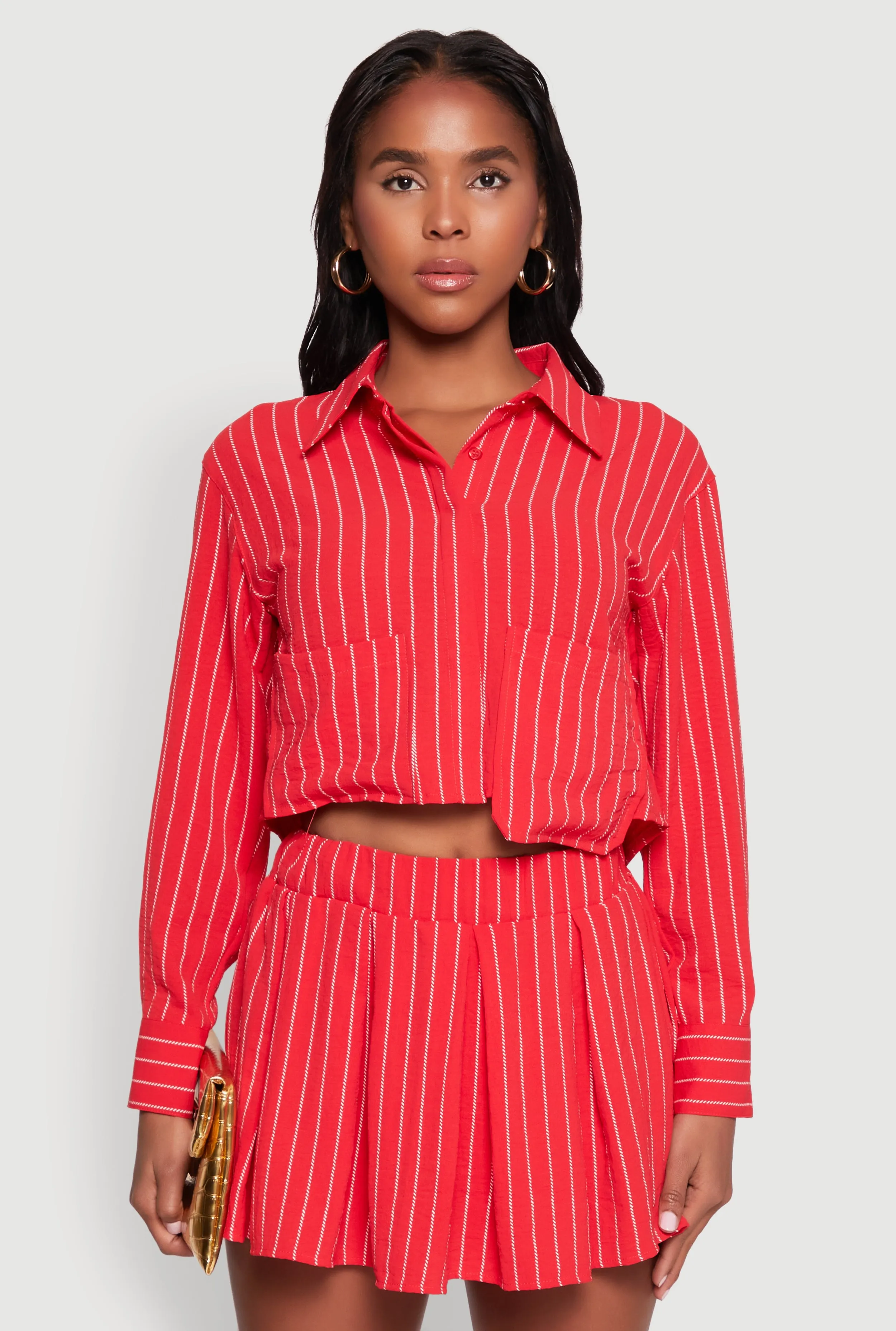 Airy Cropped Striped Shirt