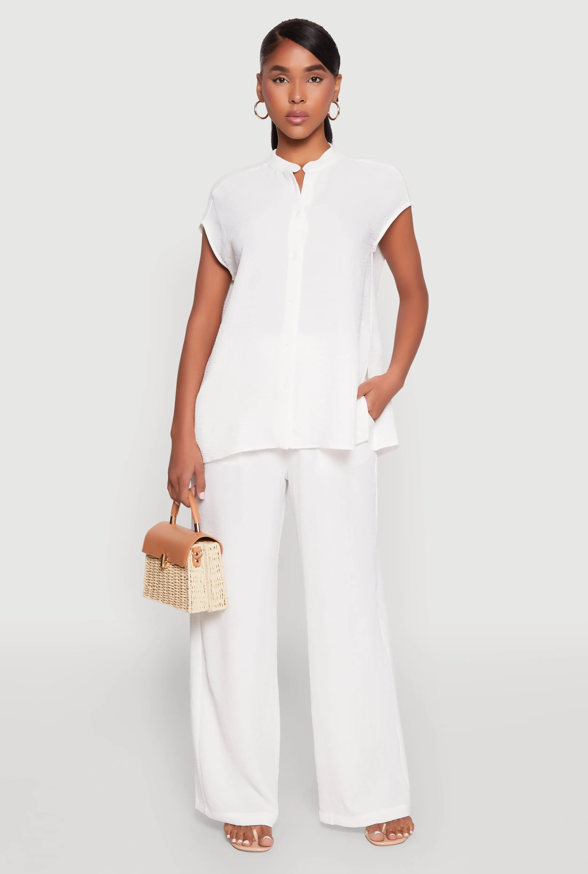 Airy Mandarin Collar Shirt