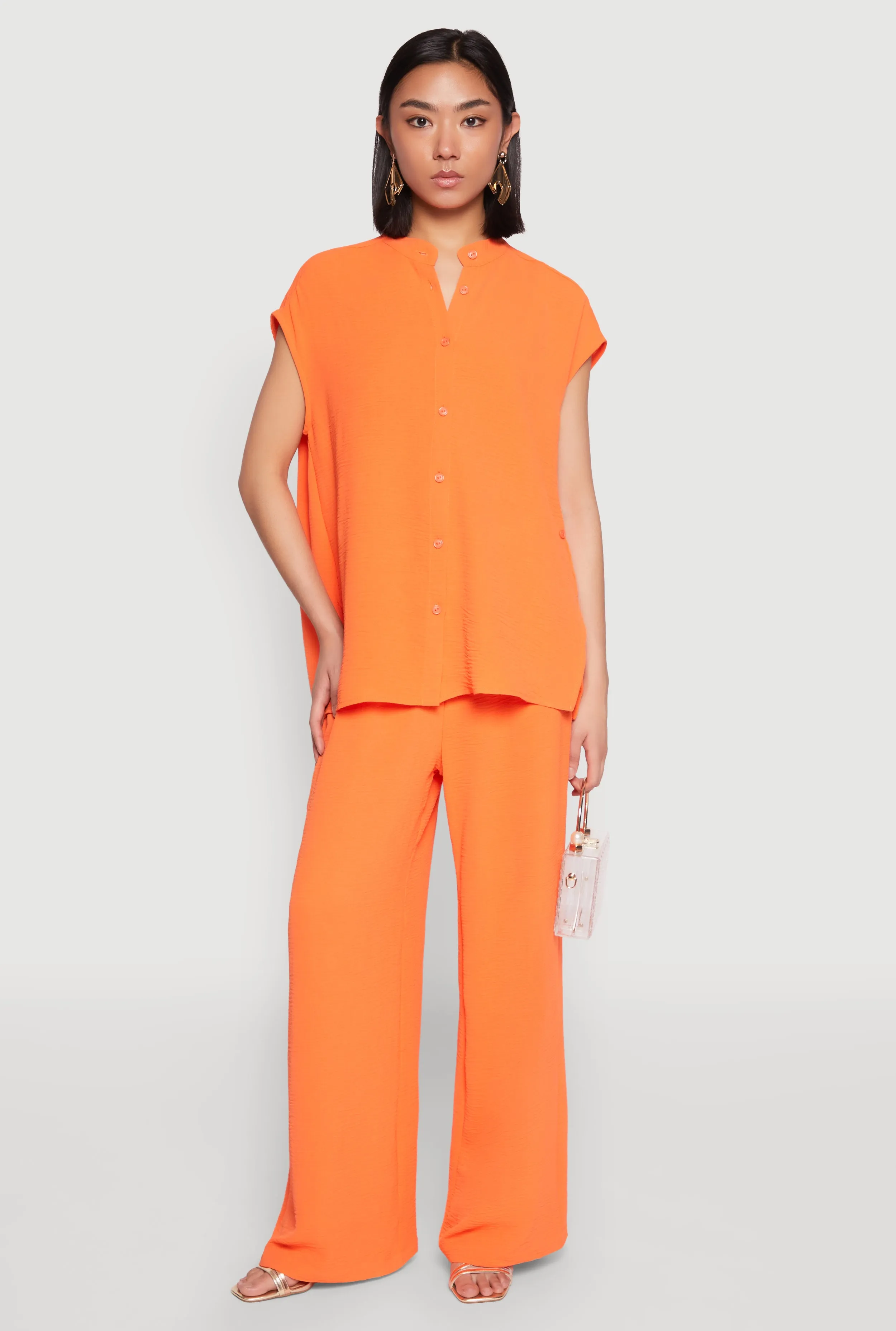 Airy Mandarin Collar Shirt