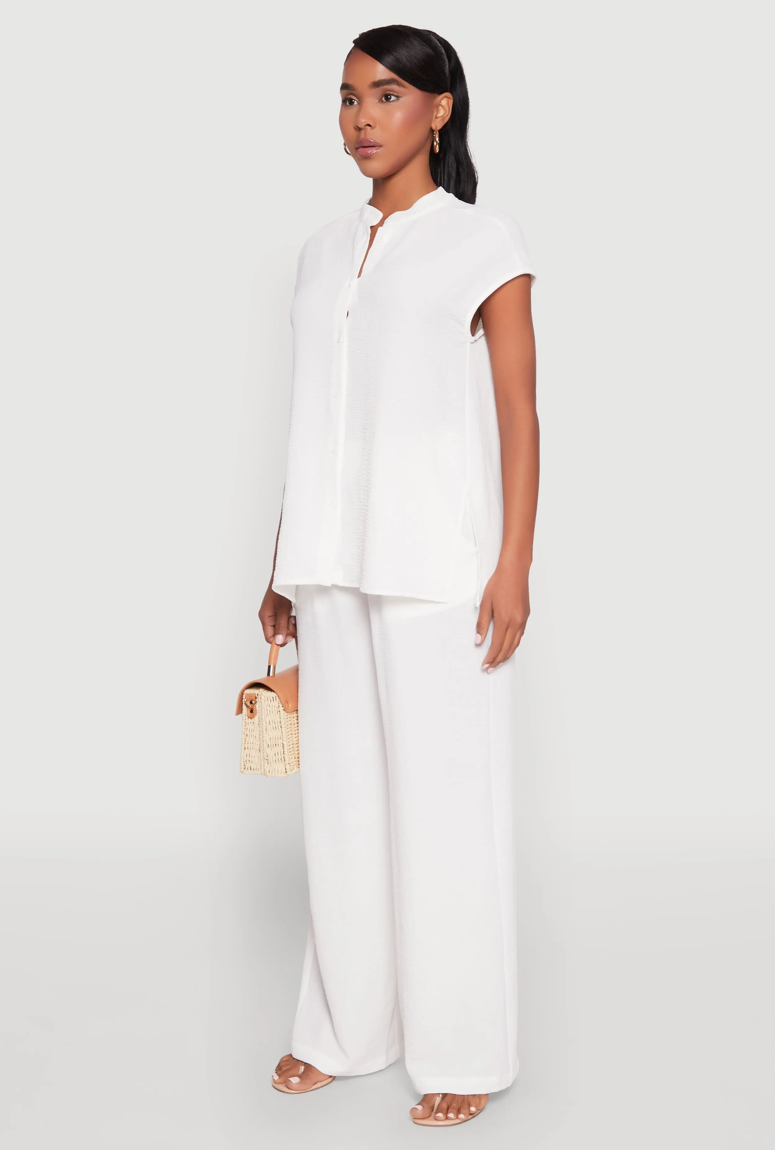 Airy Mandarin Collar Shirt