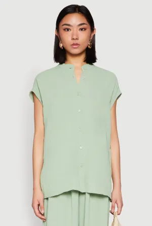Airy Mandarin Collar Shirt