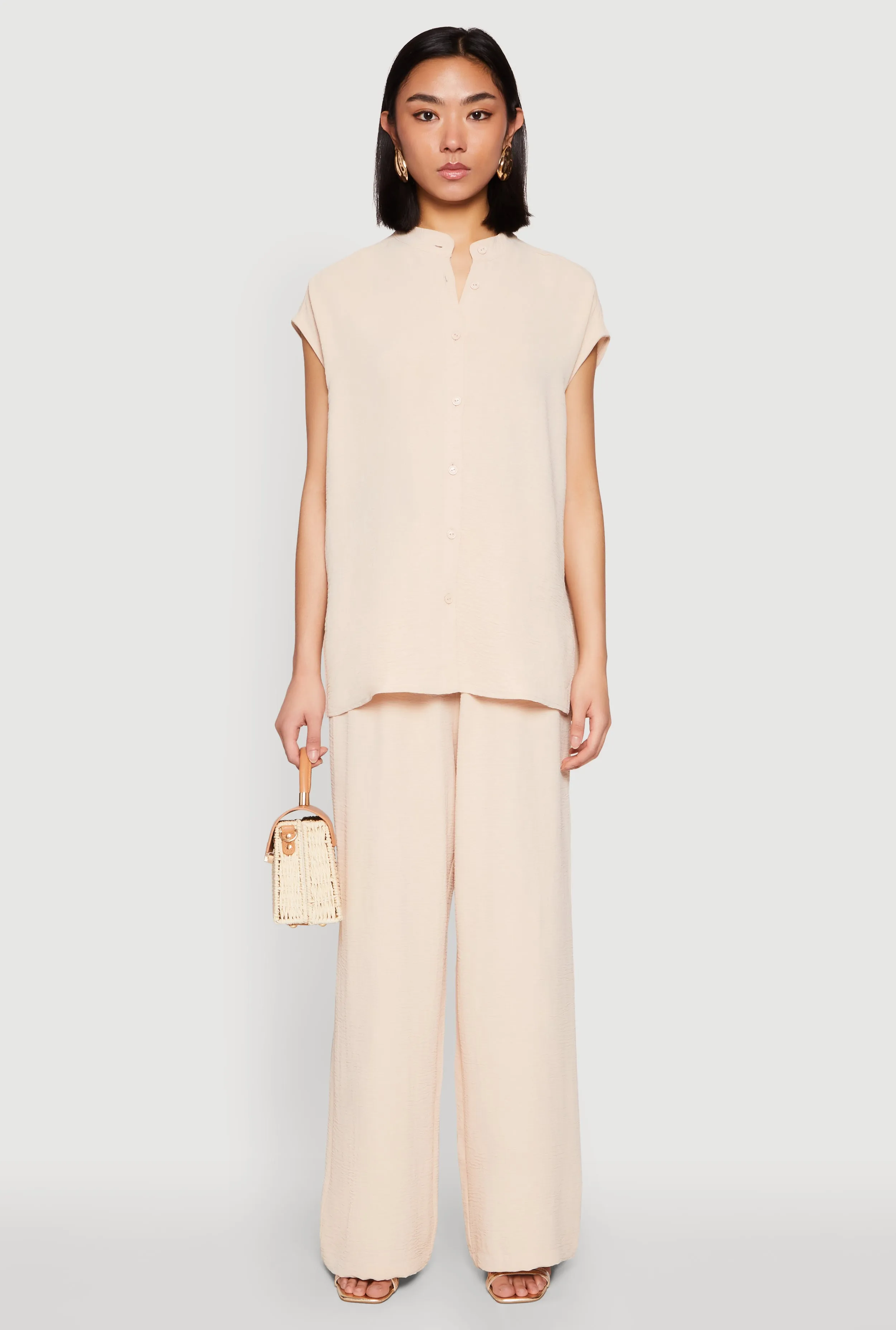 Airy Mandarin Collar Shirt