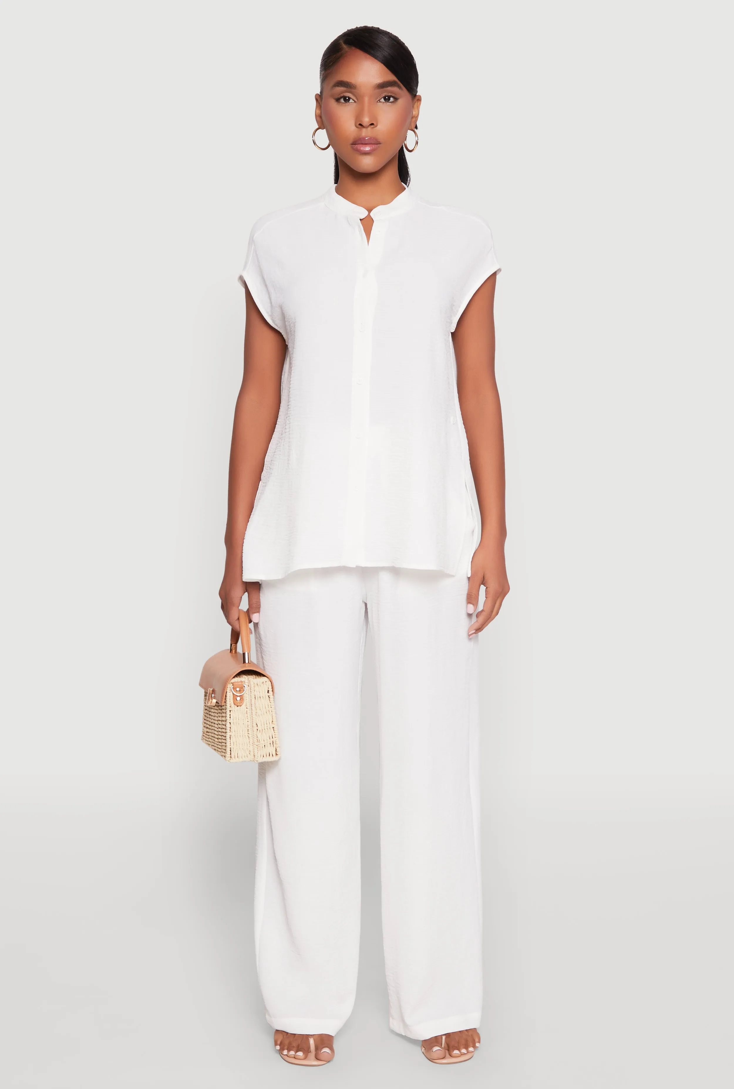 Airy Mandarin Collar Shirt