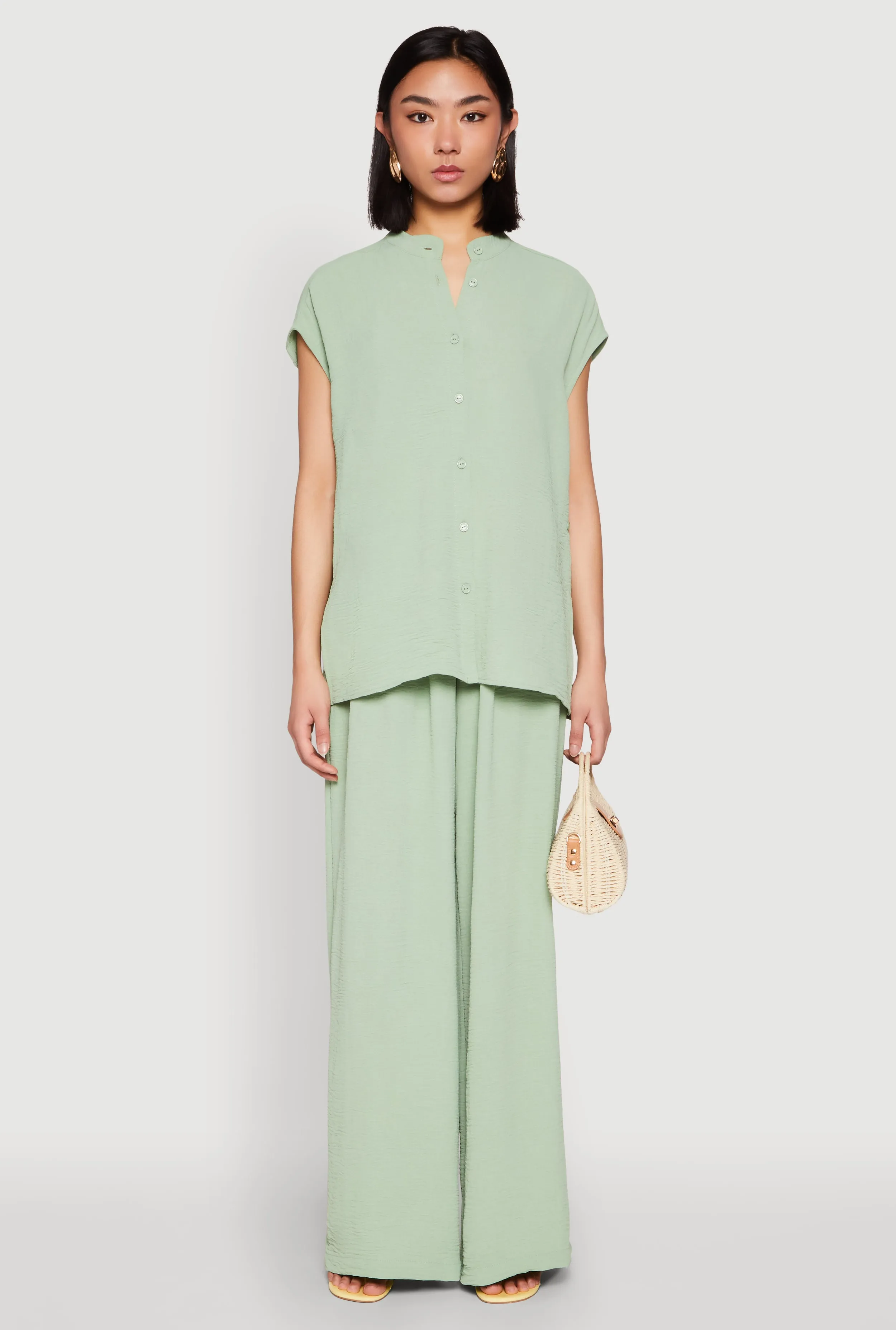 Airy Mandarin Collar Shirt