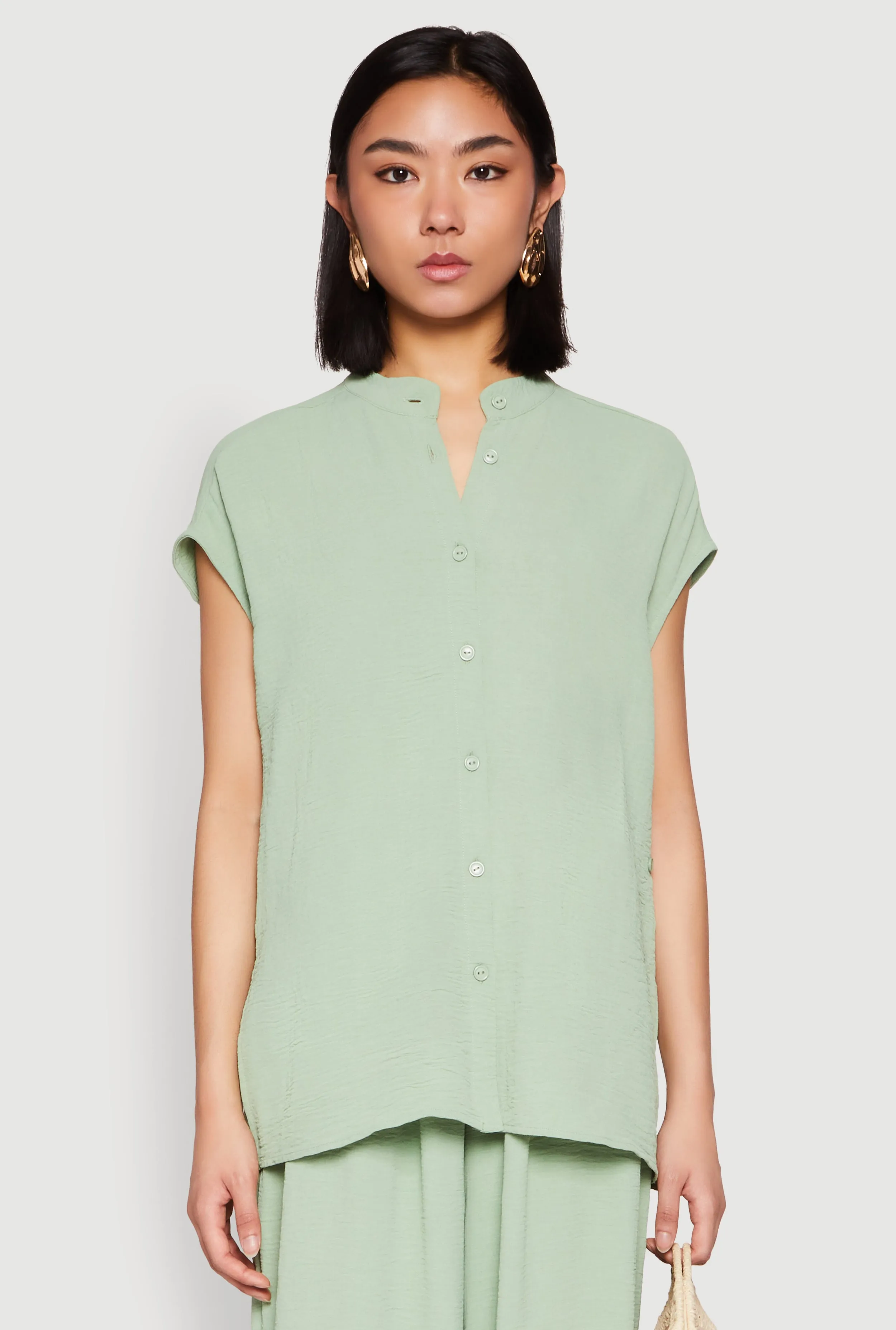 Airy Mandarin Collar Shirt