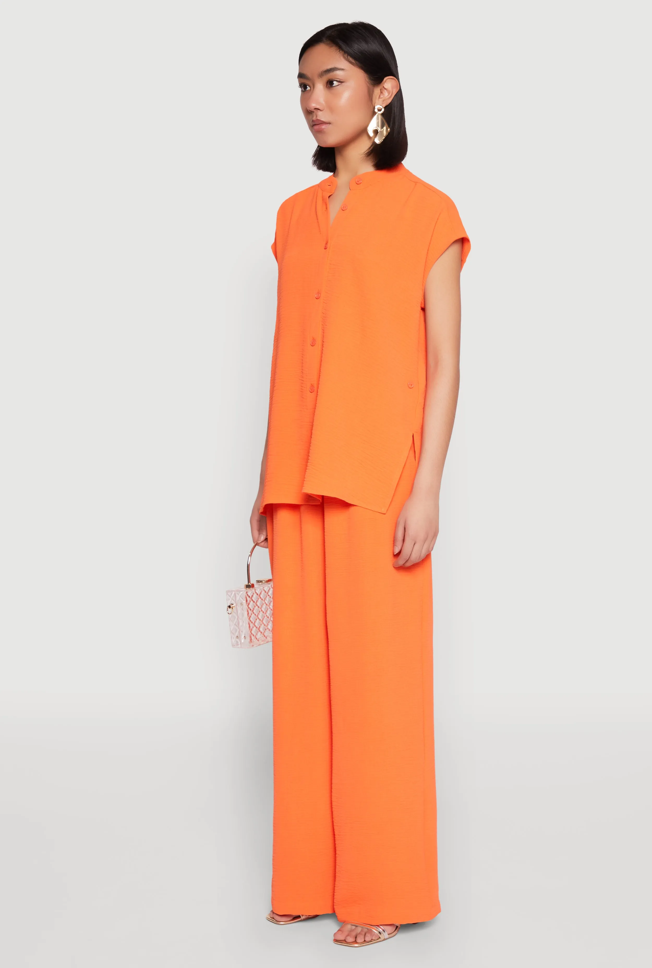 Airy Mandarin Collar Shirt