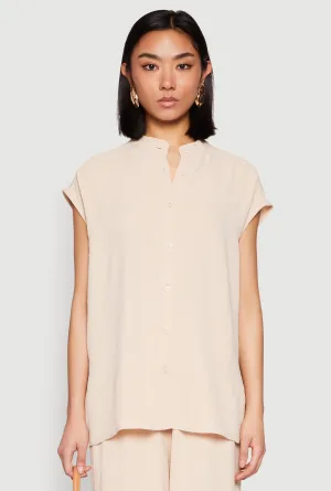 Airy Mandarin Collar Shirt