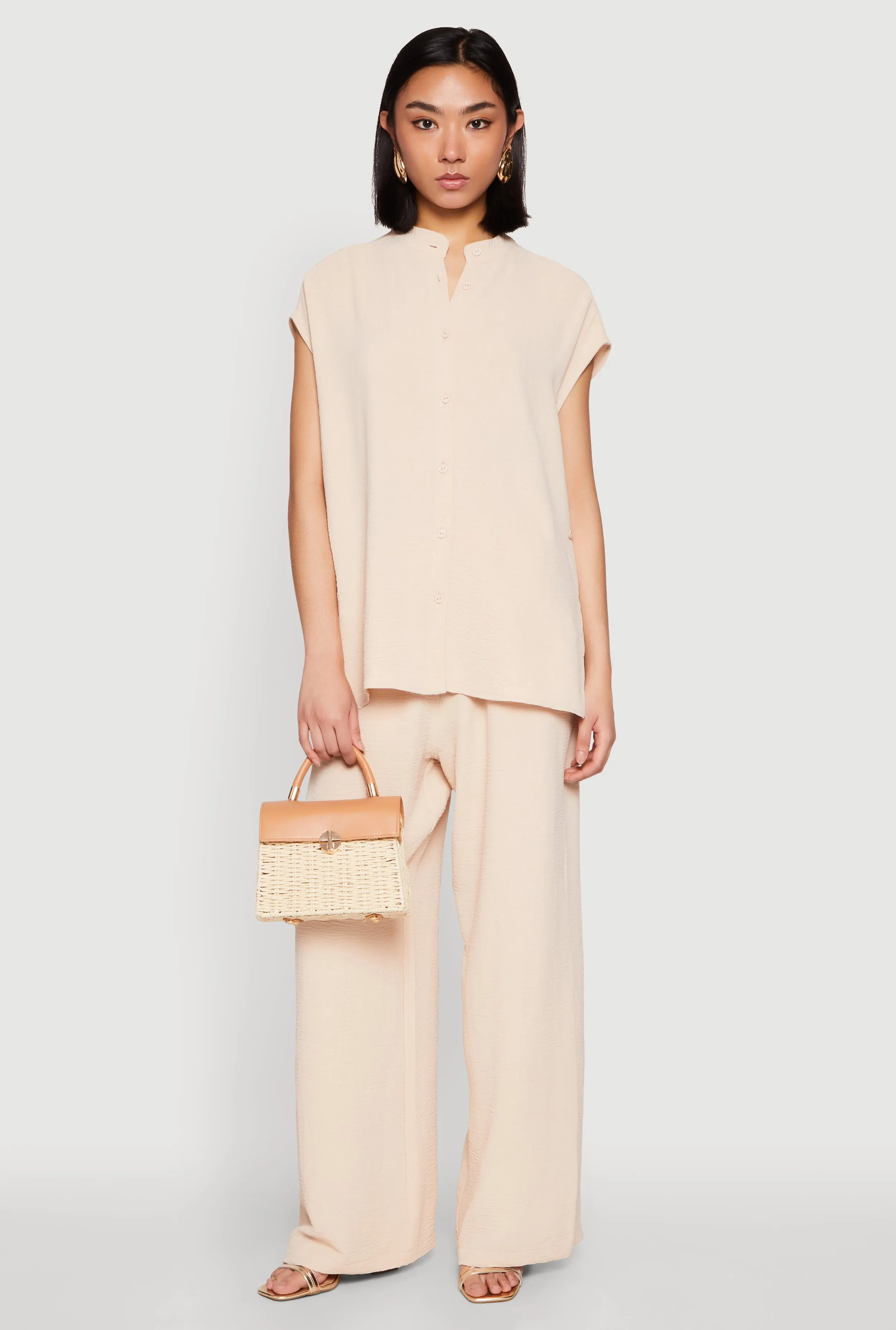 Airy Mandarin Collar Shirt