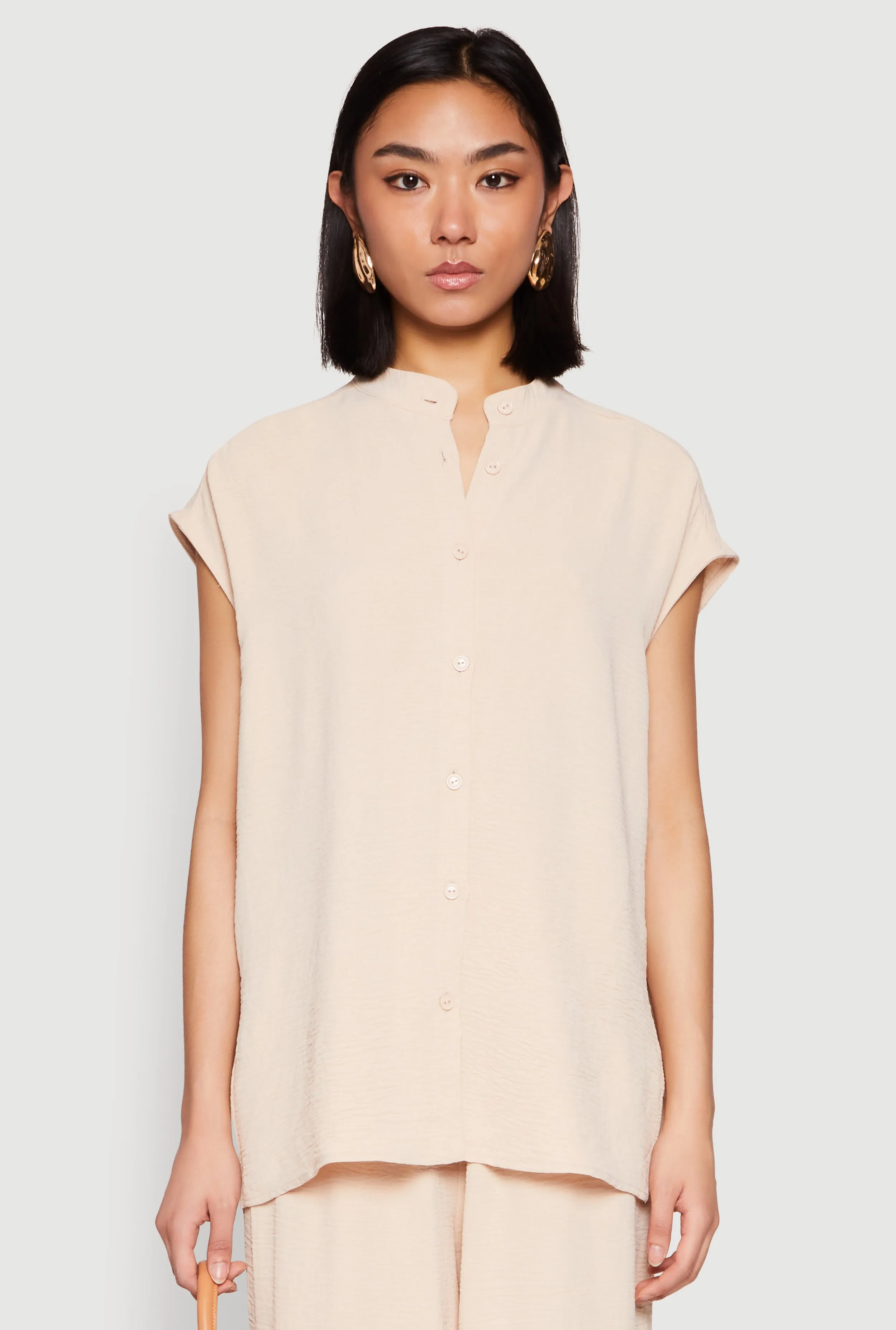 Airy Mandarin Collar Shirt