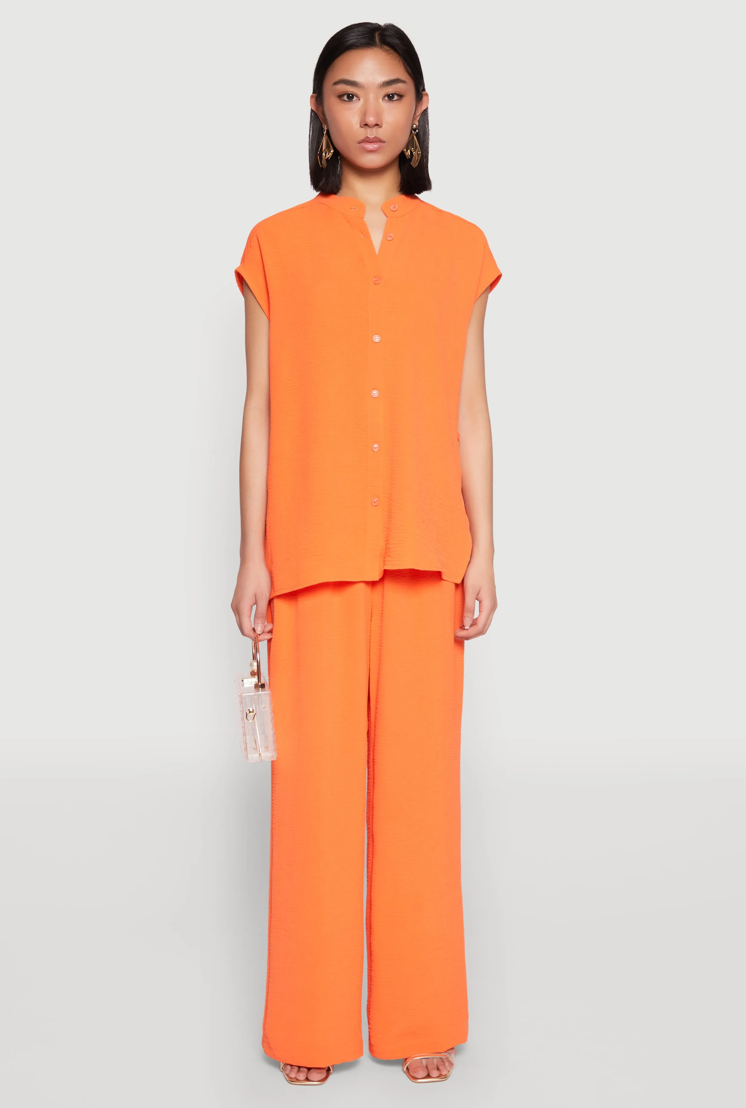 Airy Mandarin Collar Shirt