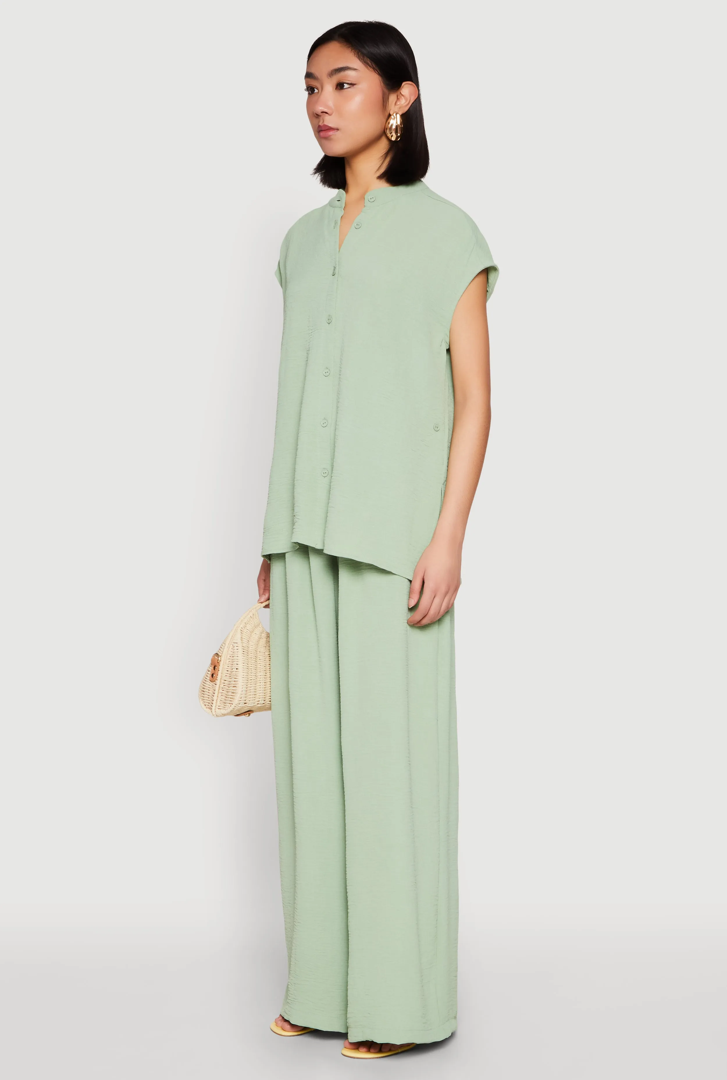 Airy Mandarin Collar Shirt
