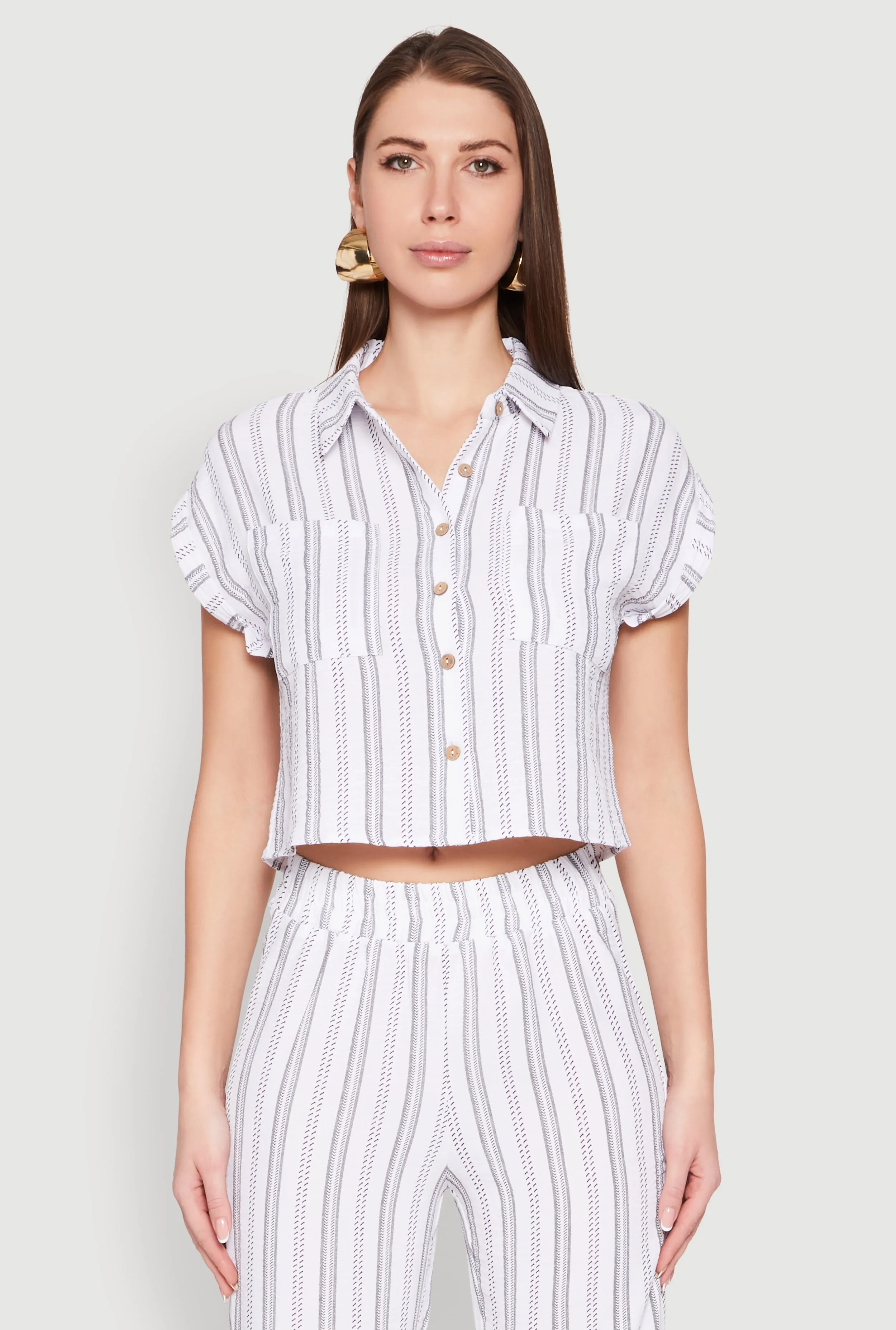 Airy Striped Pattern Shirt