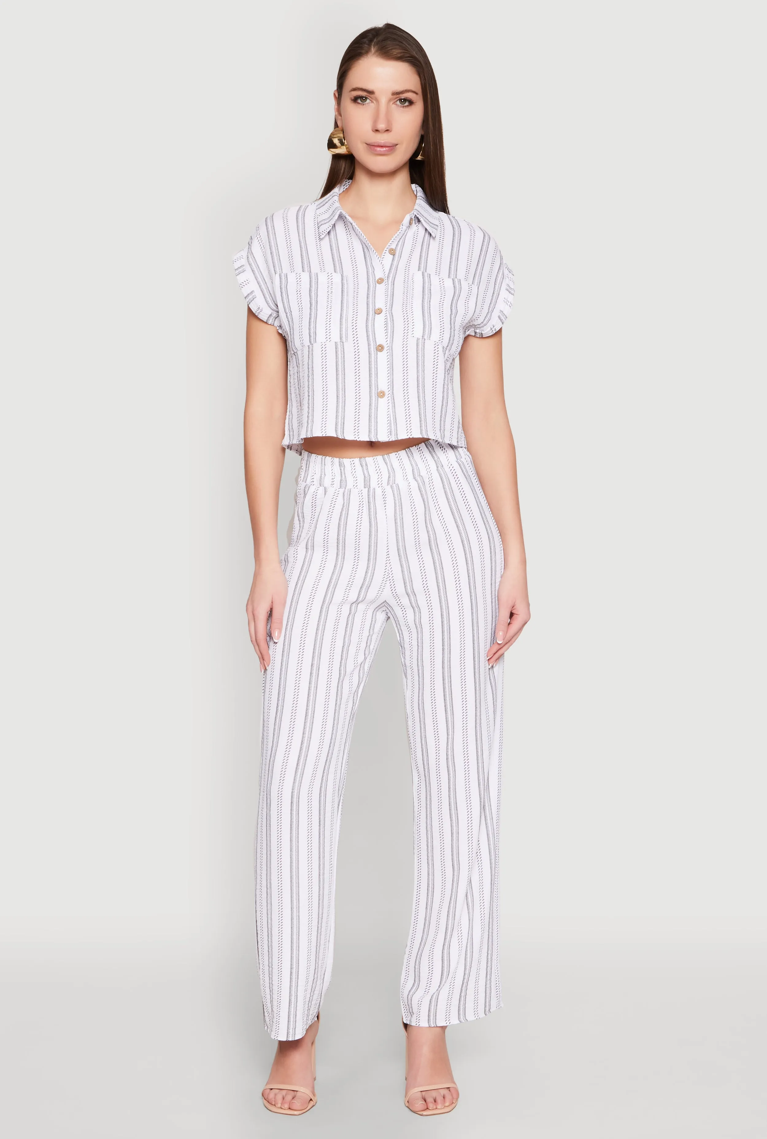 Airy Striped Pattern Shirt