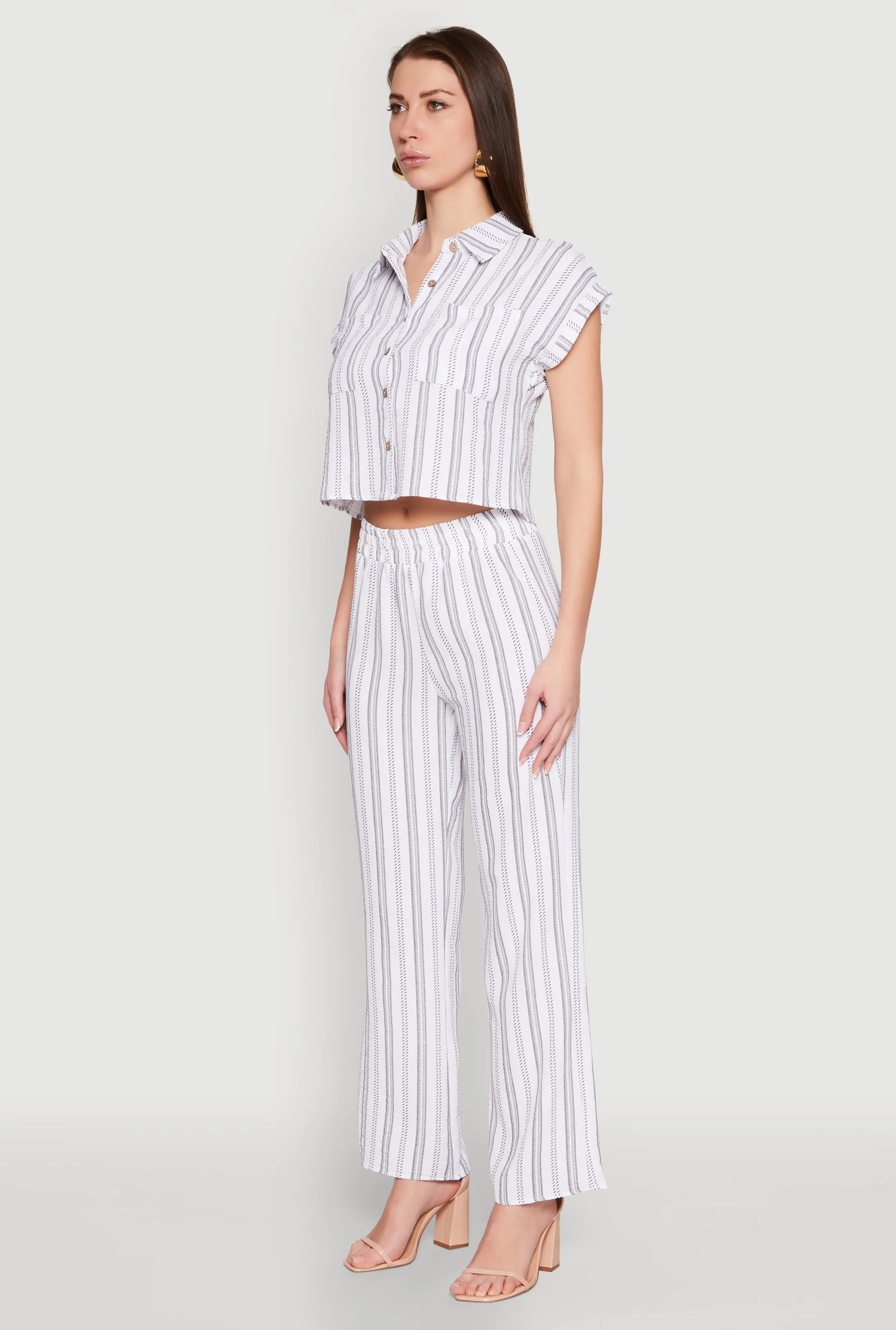 Airy Striped Pattern Shirt