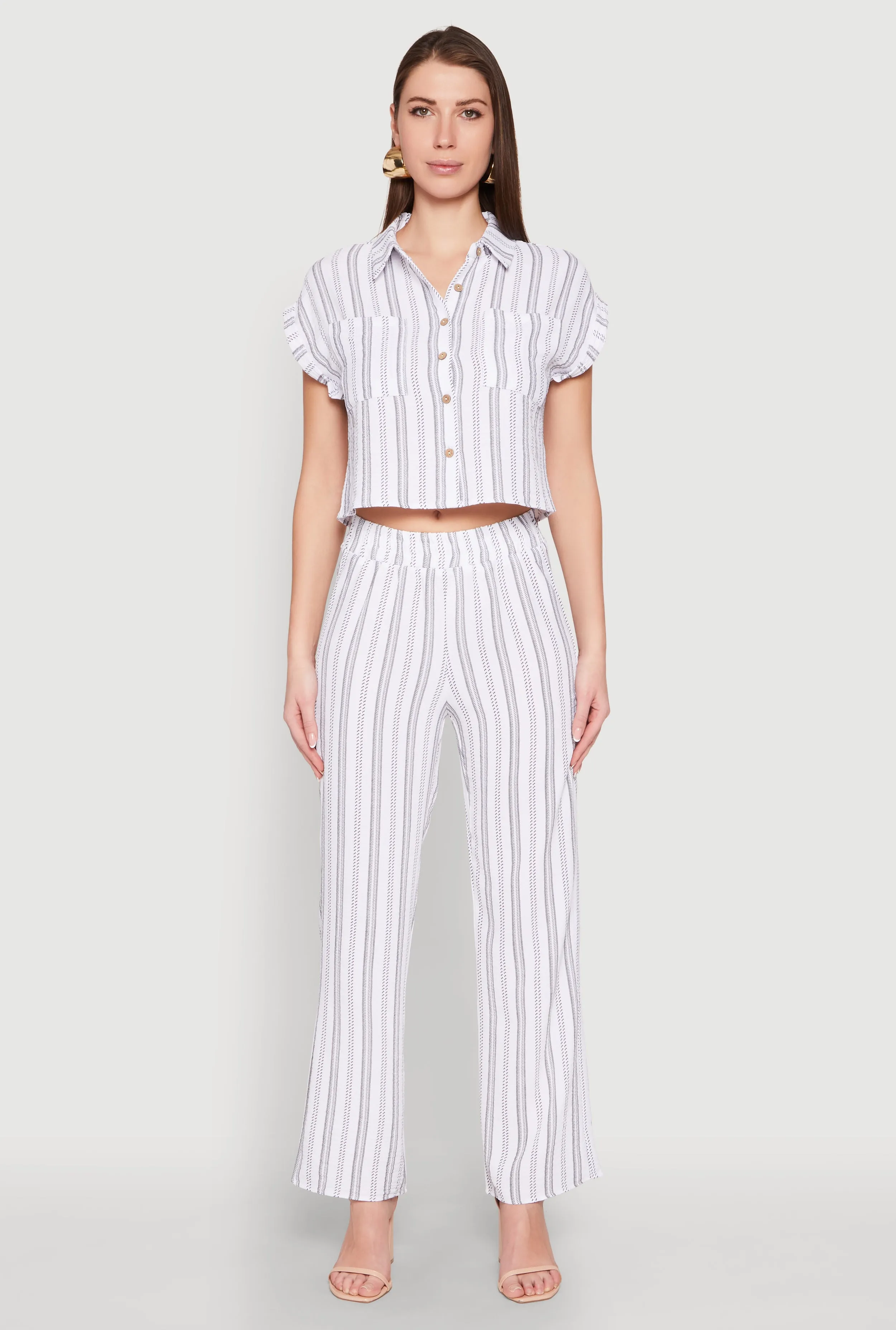 Airy Striped Pattern Shirt