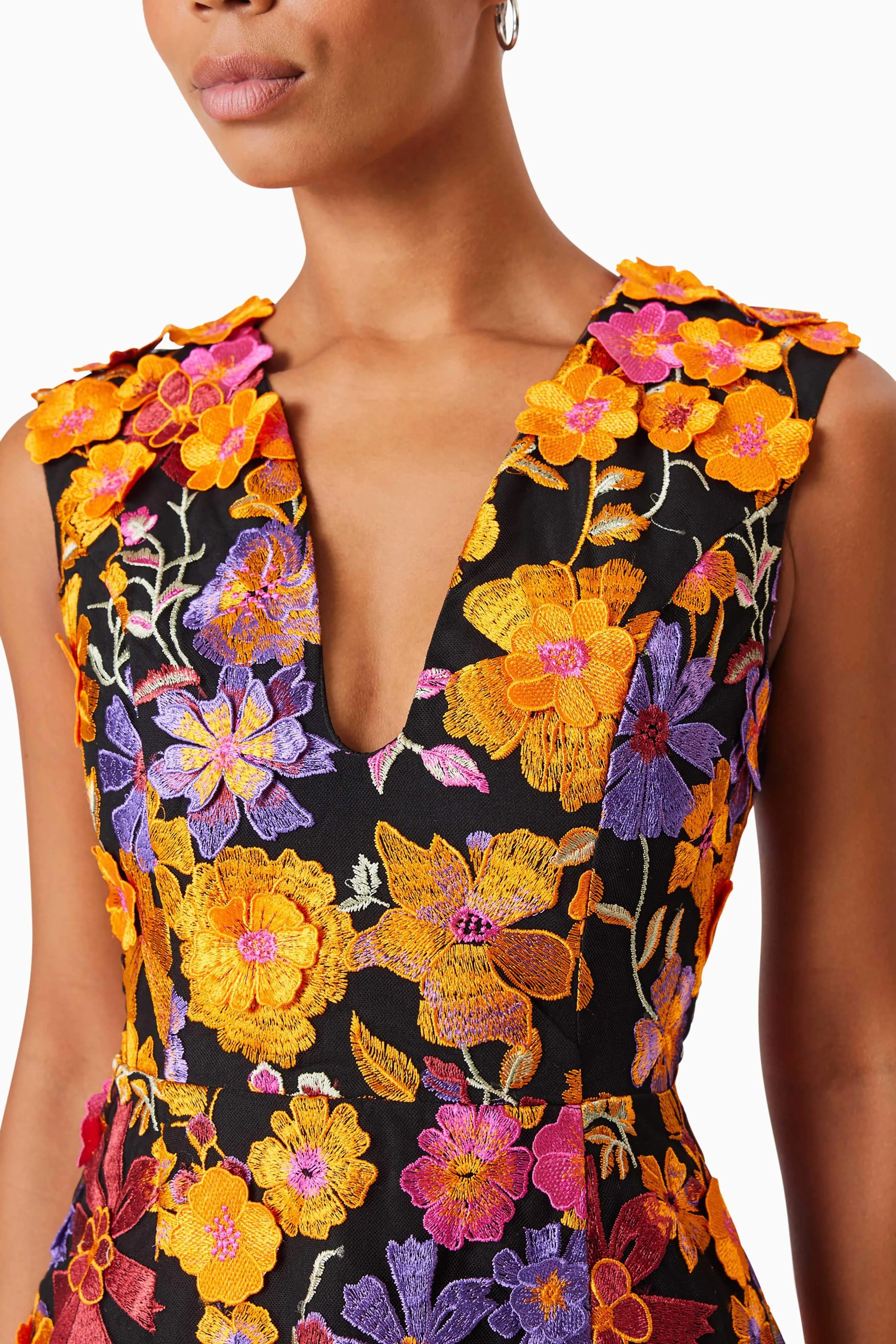 Alessandra Floral Mini Dress In Orange
