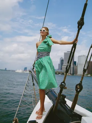 Alexis Cotton One Shoulder Striped Dress