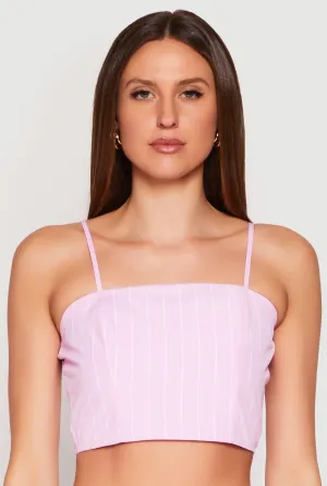 Almost Famous Pinstripe Poplin Smocked Back Cami