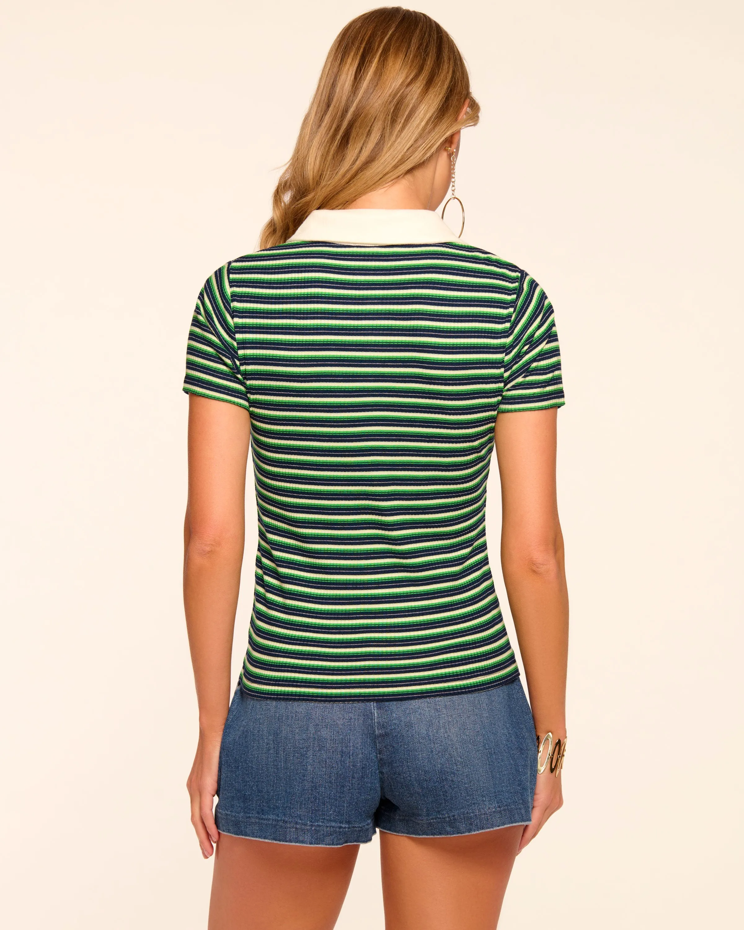 Avalon Ribbed Knit Polo Top